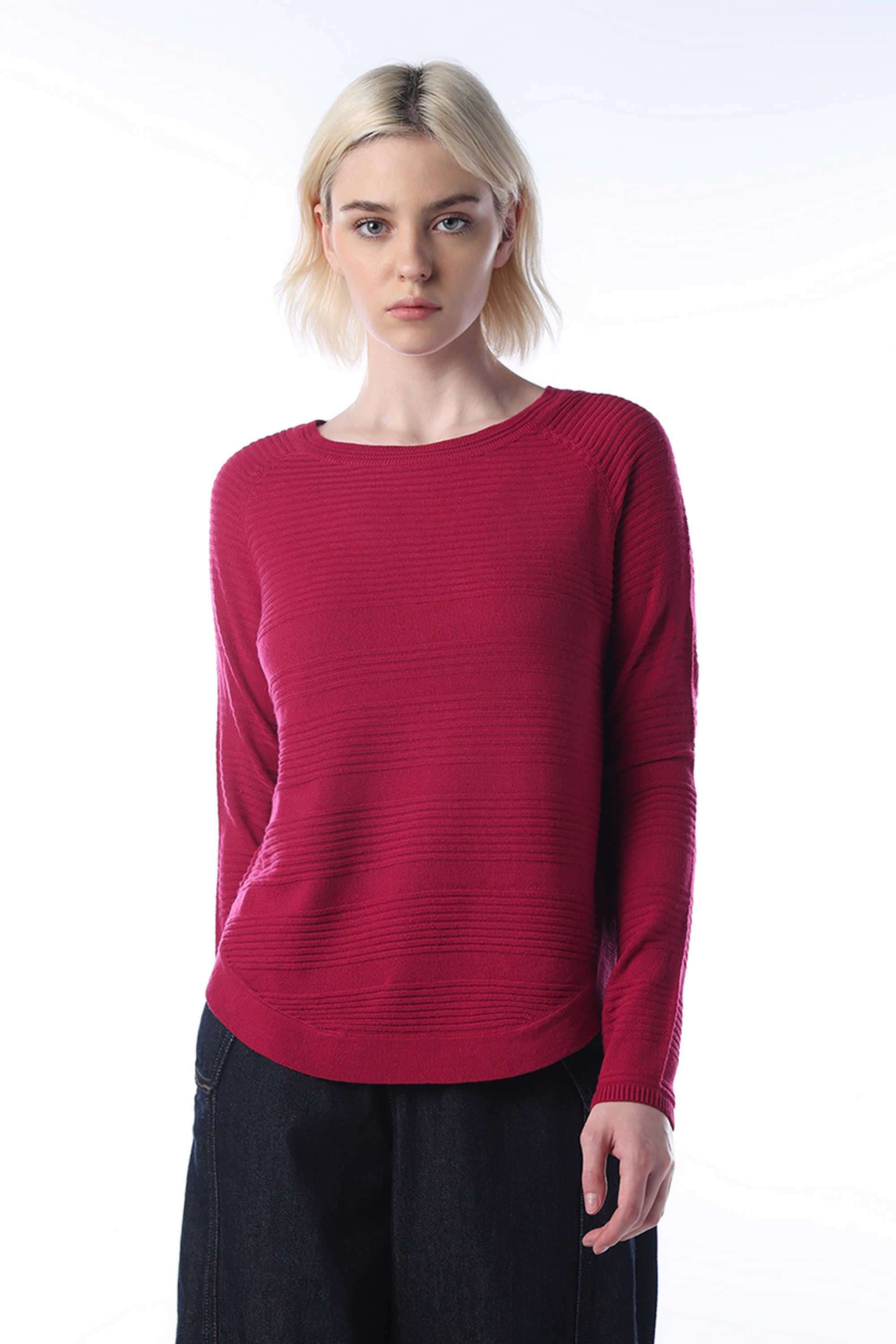 Solid-Round-Neck-Acrylic-Women-s-Casual-Wear-Pullover