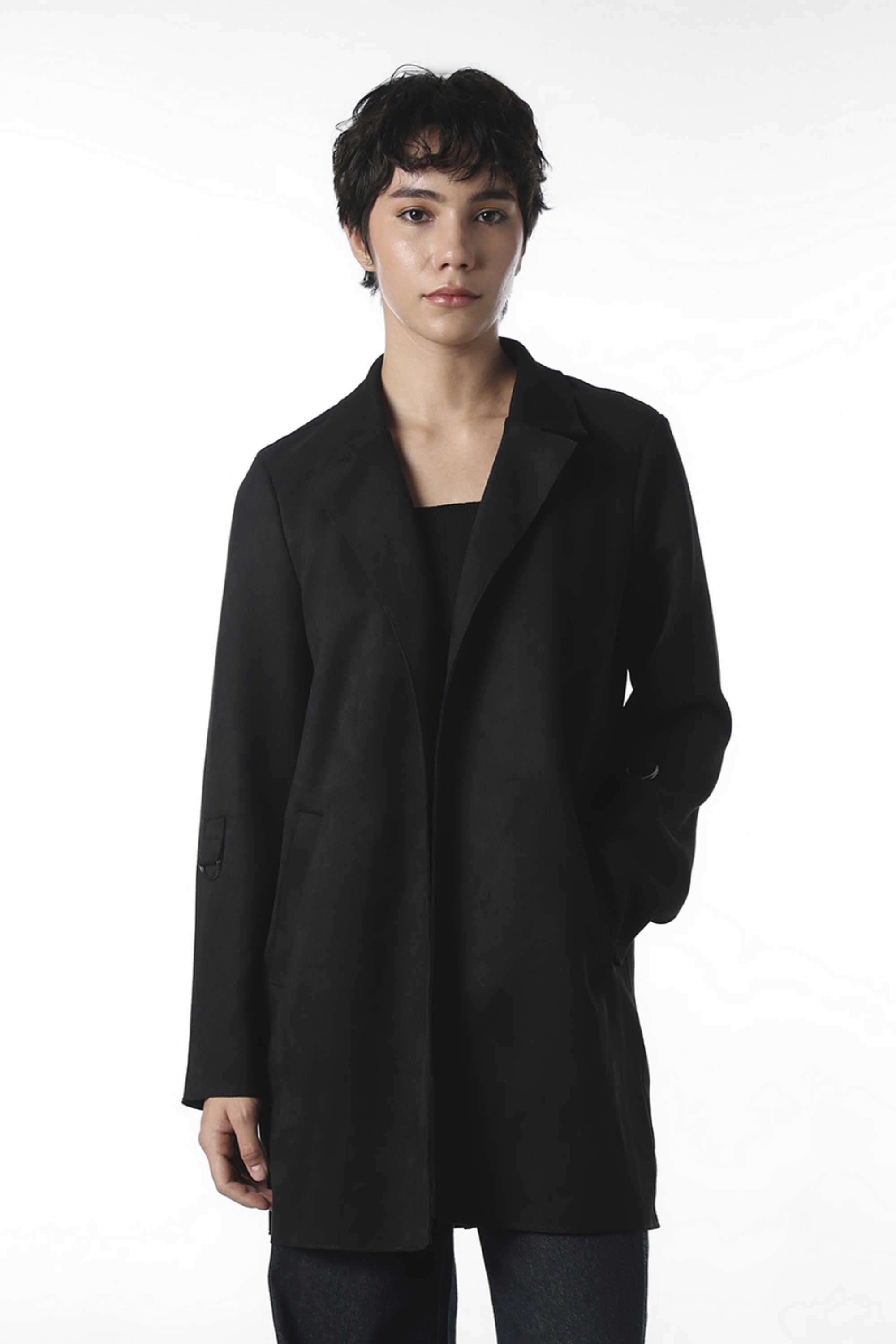 Solid-Polyester-Collared-Women-s-Coat
