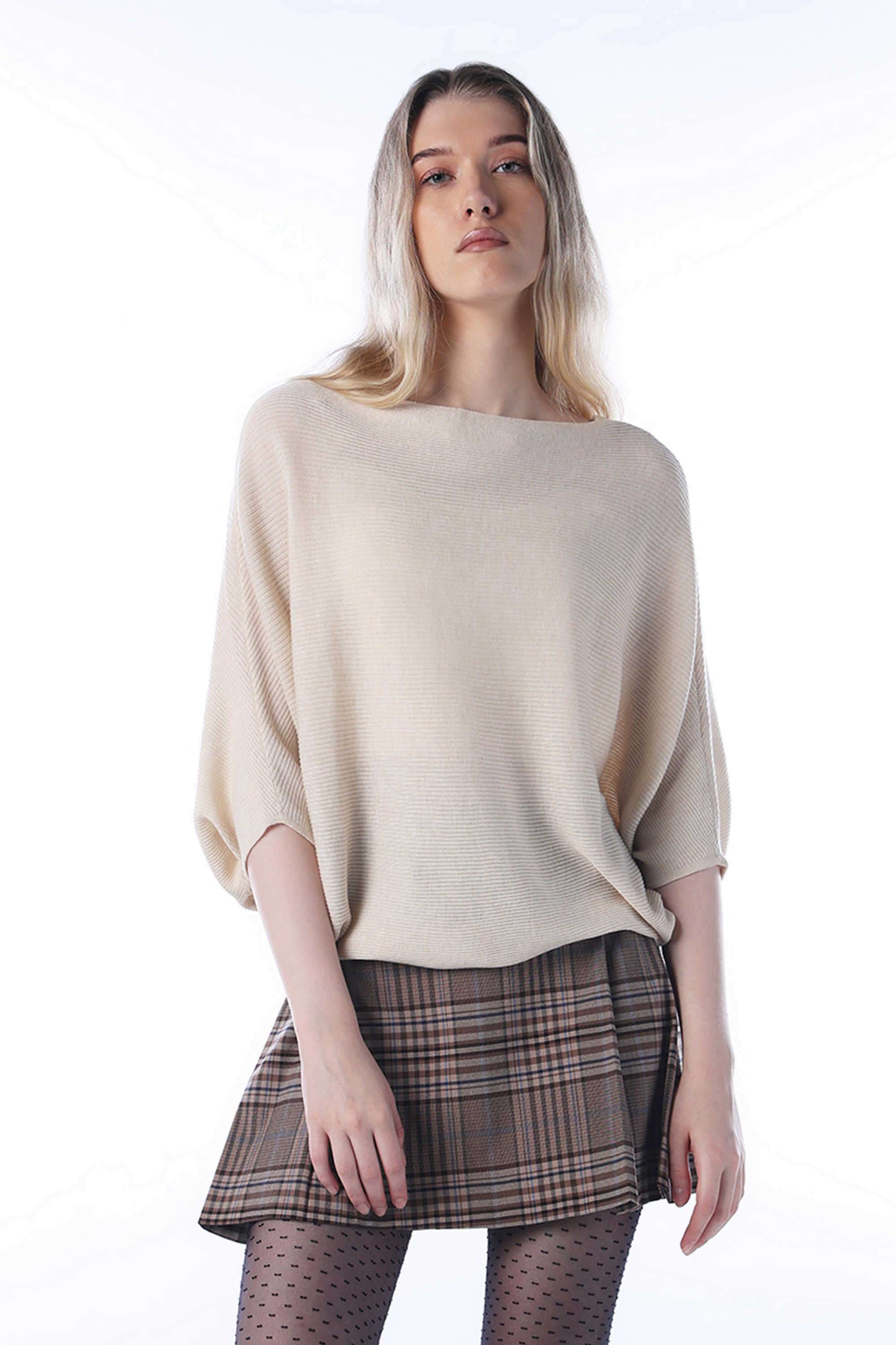 Solid-Boat-Neck-Polyester-Women-s-Casual-Wear-Pullover