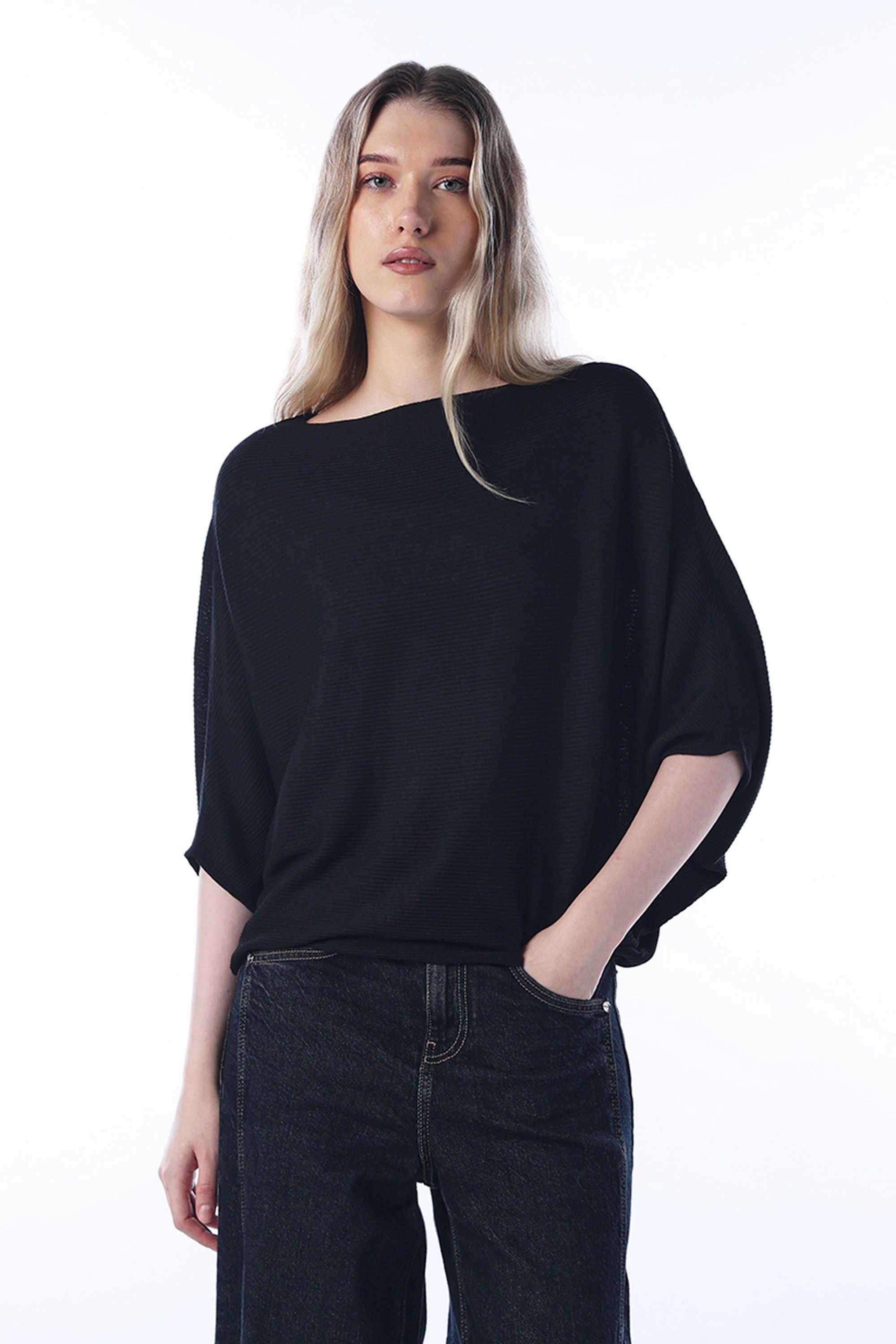 Solid-Boat-Neck-Polyester-Women-s-Casual-Wear-Pullover