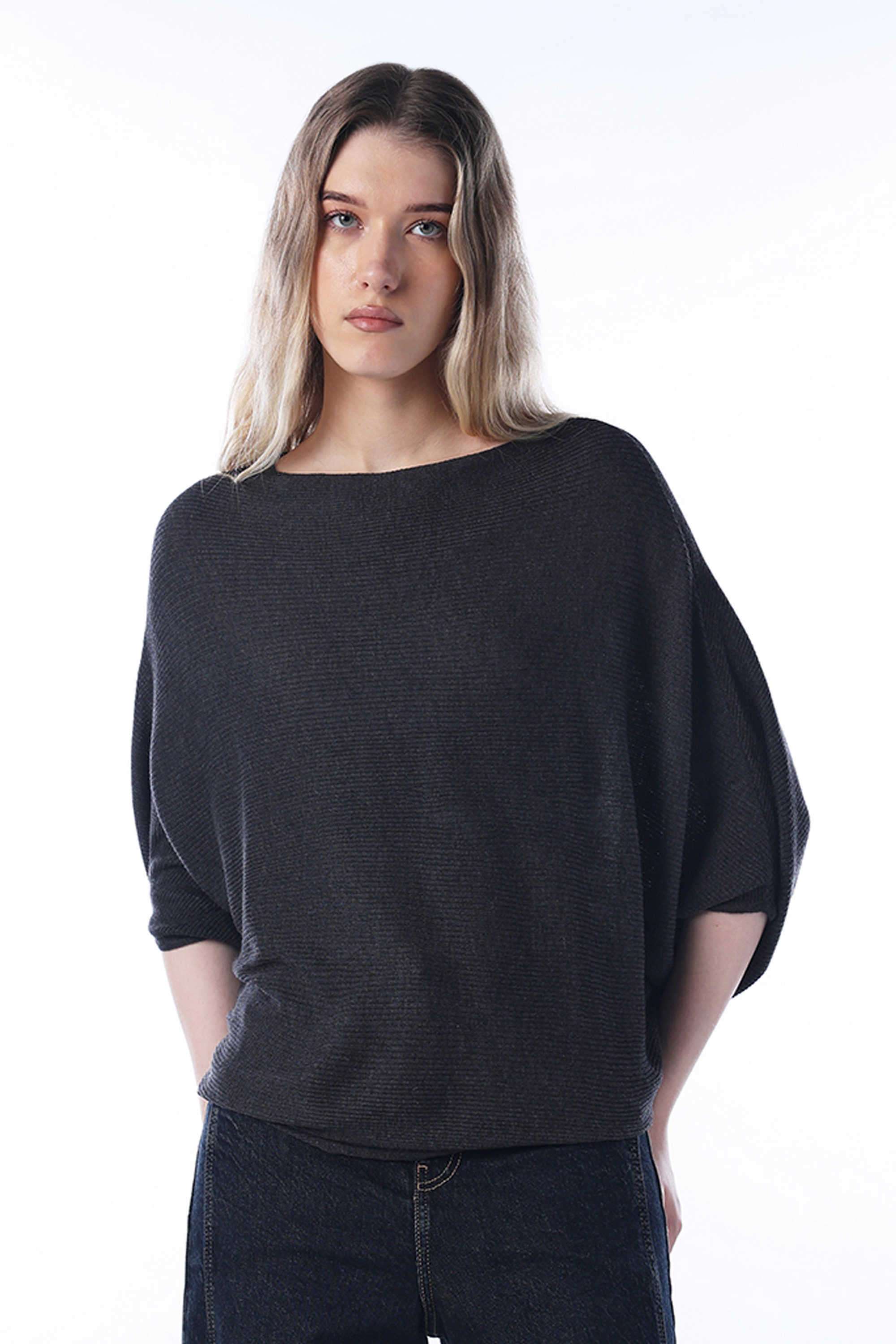 Solid-Boat-Neck-Polyester-Women-s-Casual-Wear-Pullover