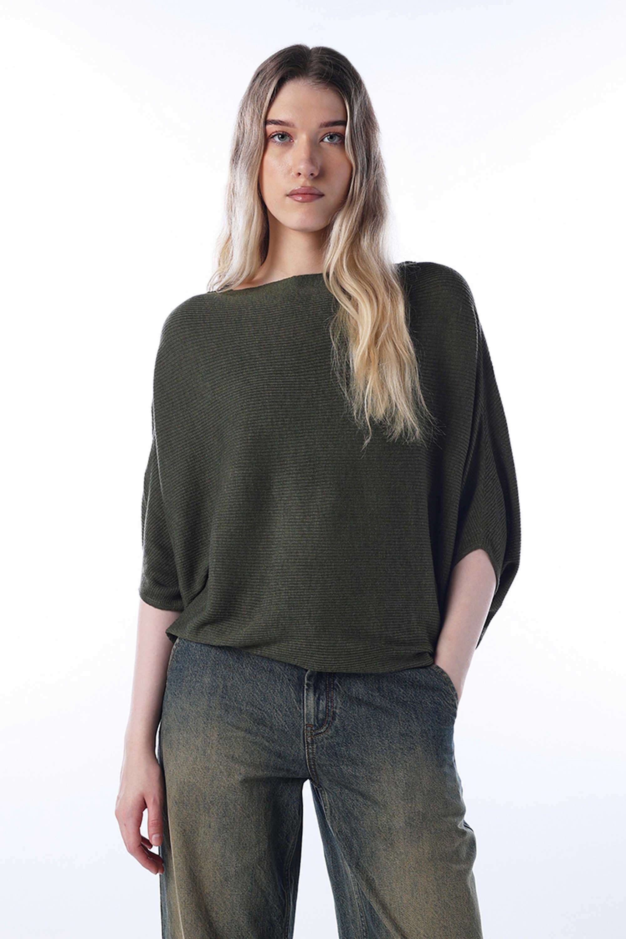 Solid-Boat-Neck-Polyester-Women-s-Casual-Wear-Pullover