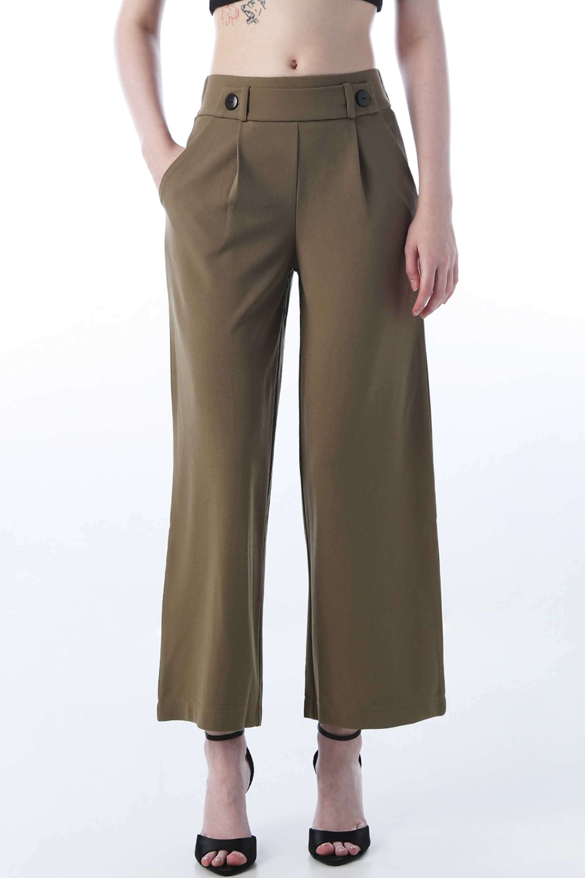 Solid-Regular-Fit-Polyester-Women-s-Casual-Wear-Pants