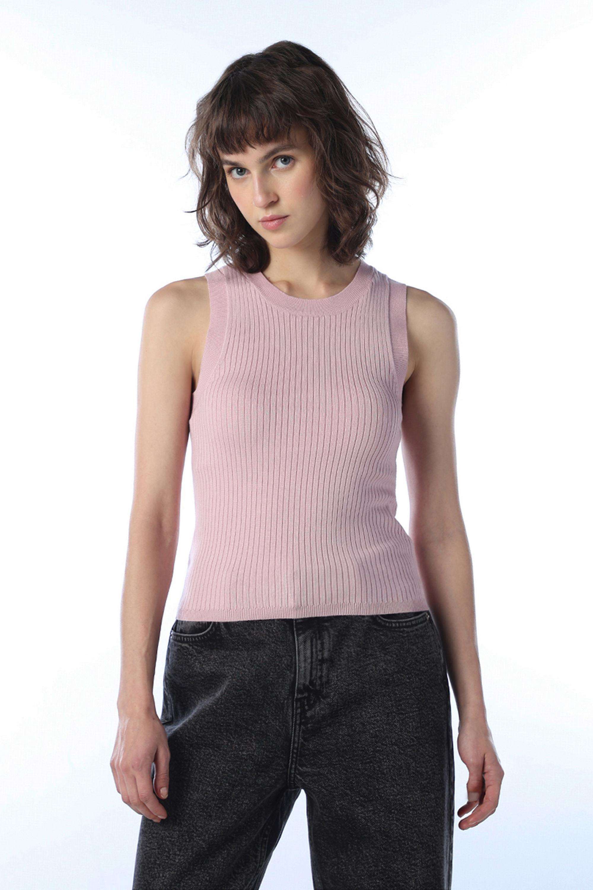 Solid-Viscose-Round-Neck-Women-s-Top