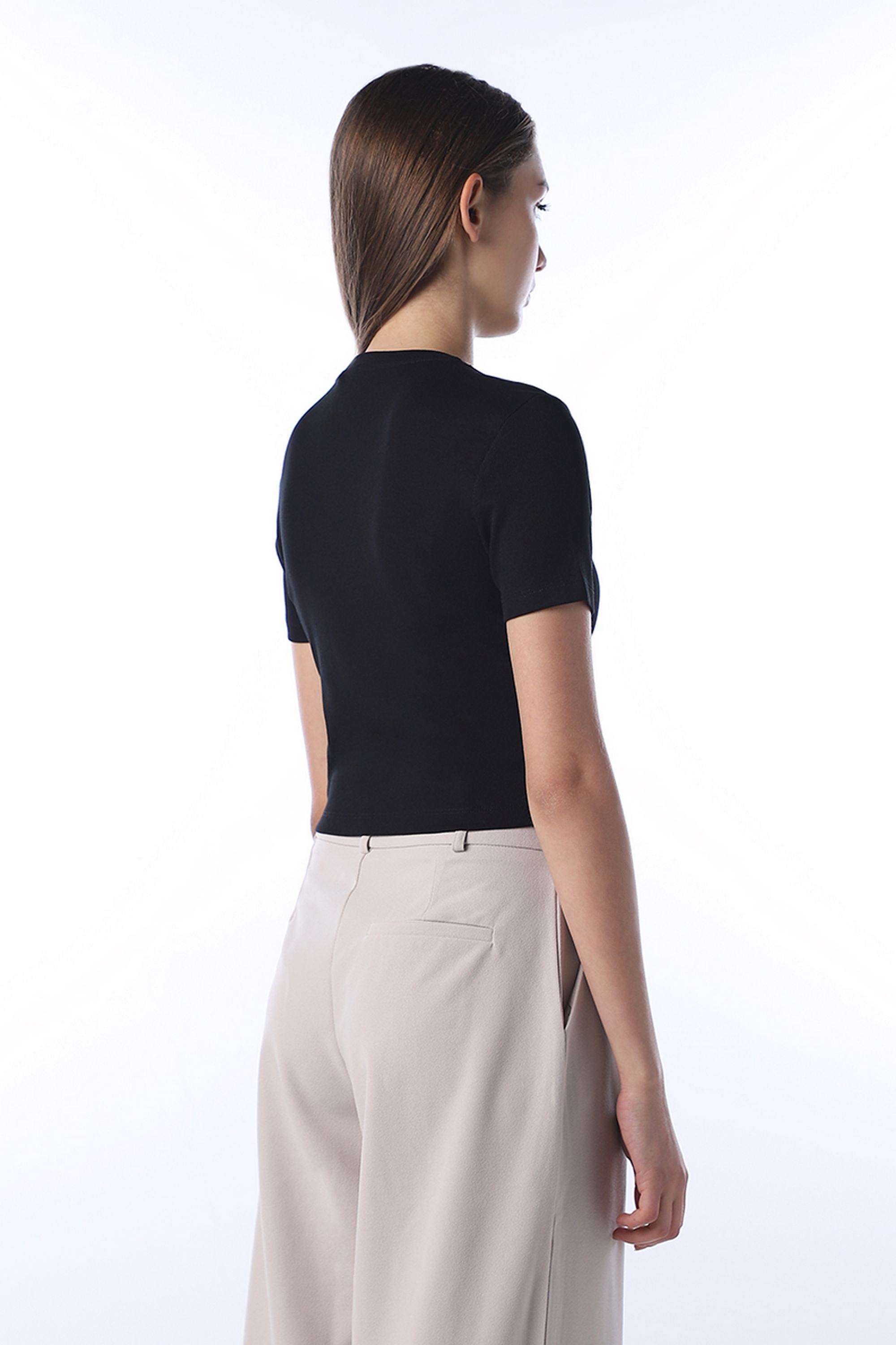 Solid-Cotton-Round-Neck-Women-s-T-Shirt