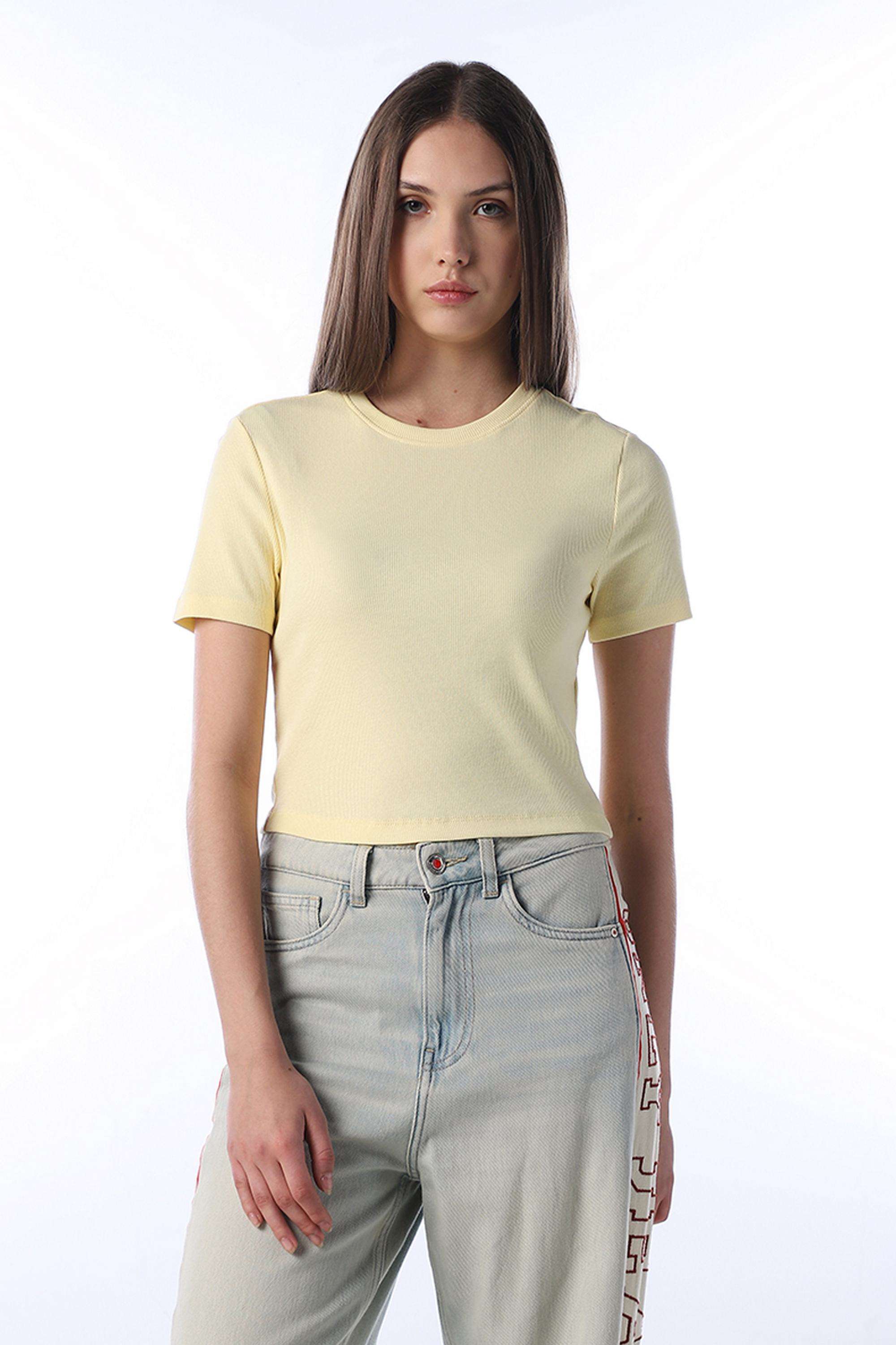 Solid-Cotton-Round-Neck-Women-s-T-Shirt