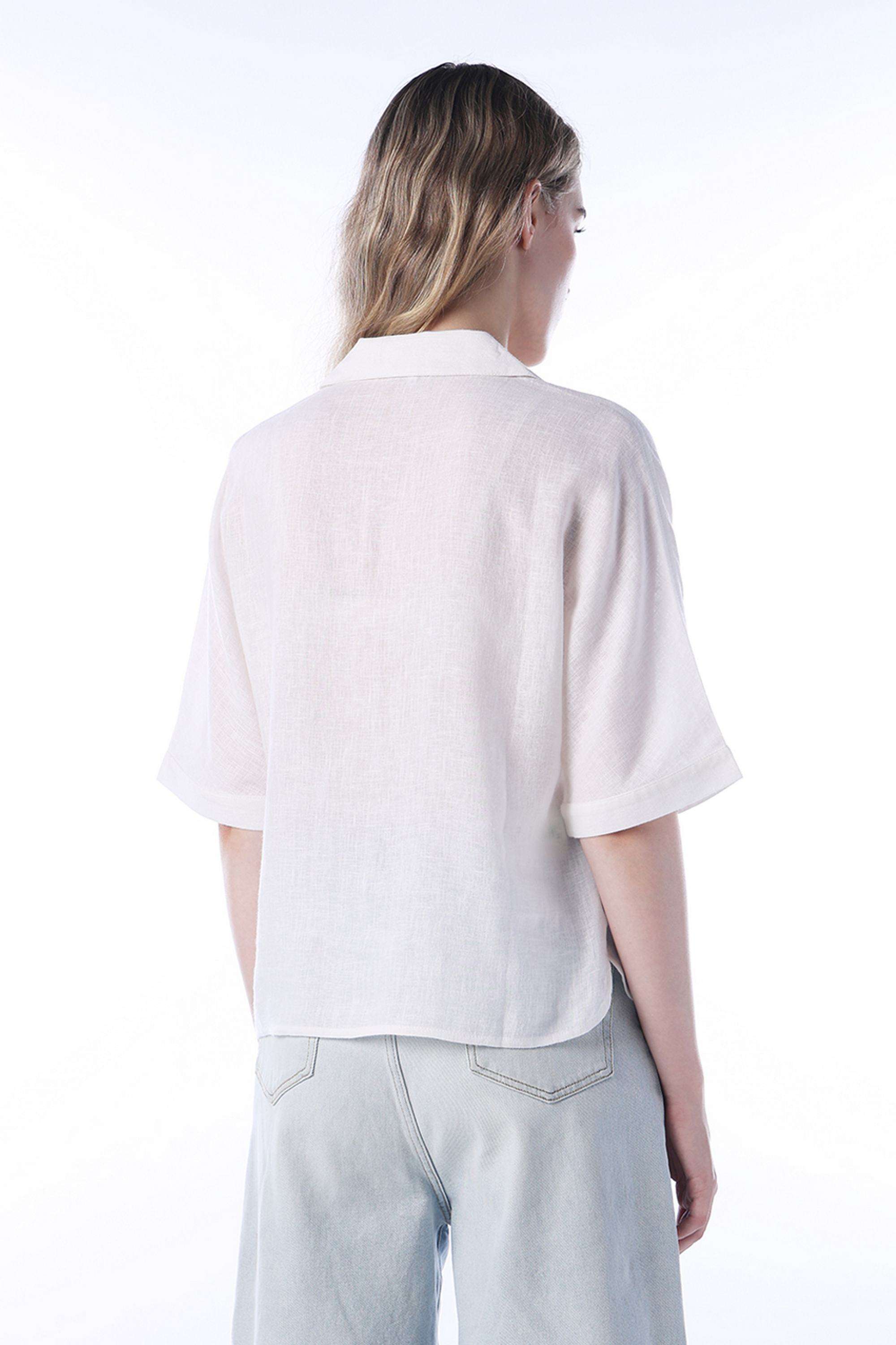 Solid-Linen-Collared-Women-s-Shirt