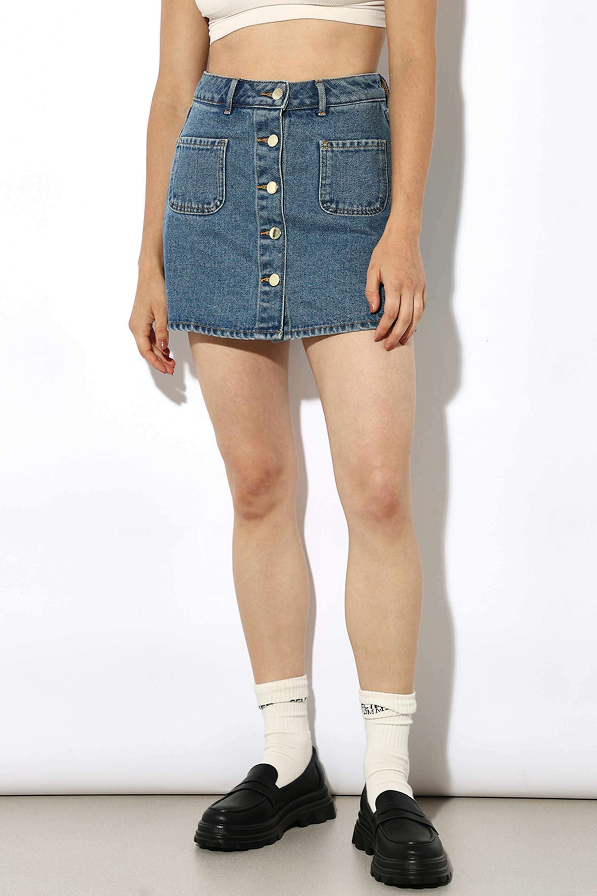 Solid-Cotton-Women-s-Casual-Wear-Skorts