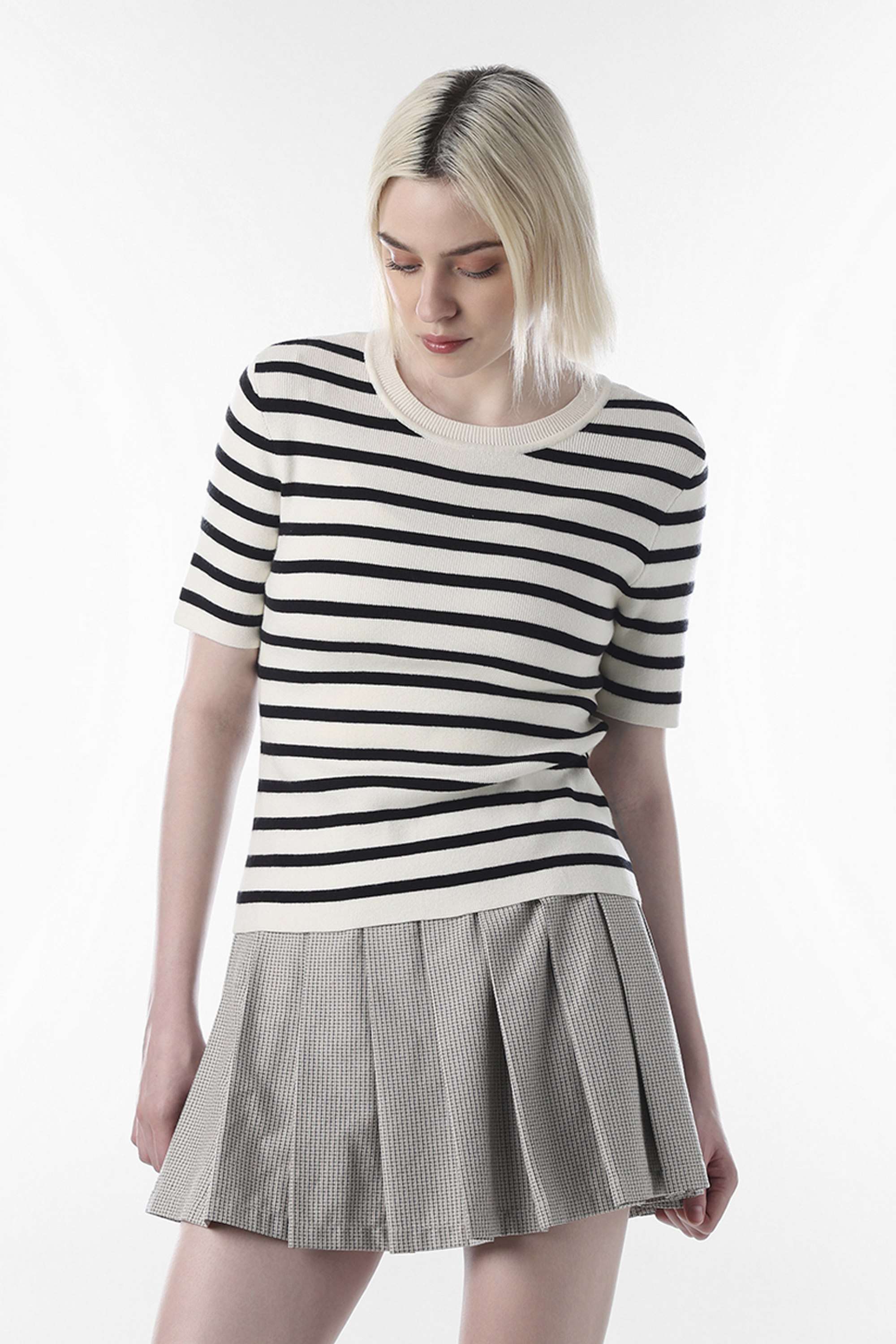Stripes-Round-Neck-Viscose-Women-Casual-Wear-Pullover