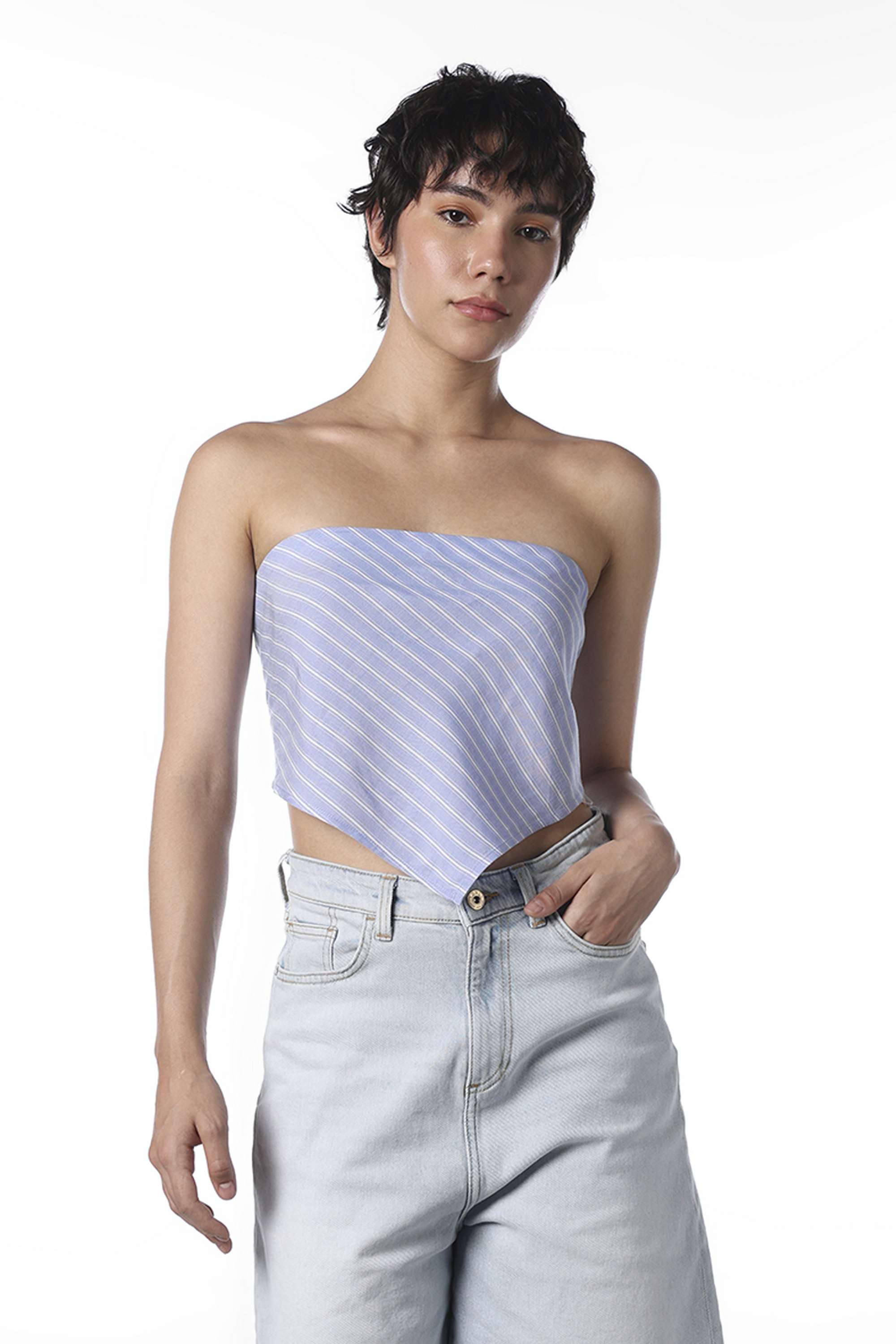 only Stripes Viscose Off Shoulder Women Top-picture-31