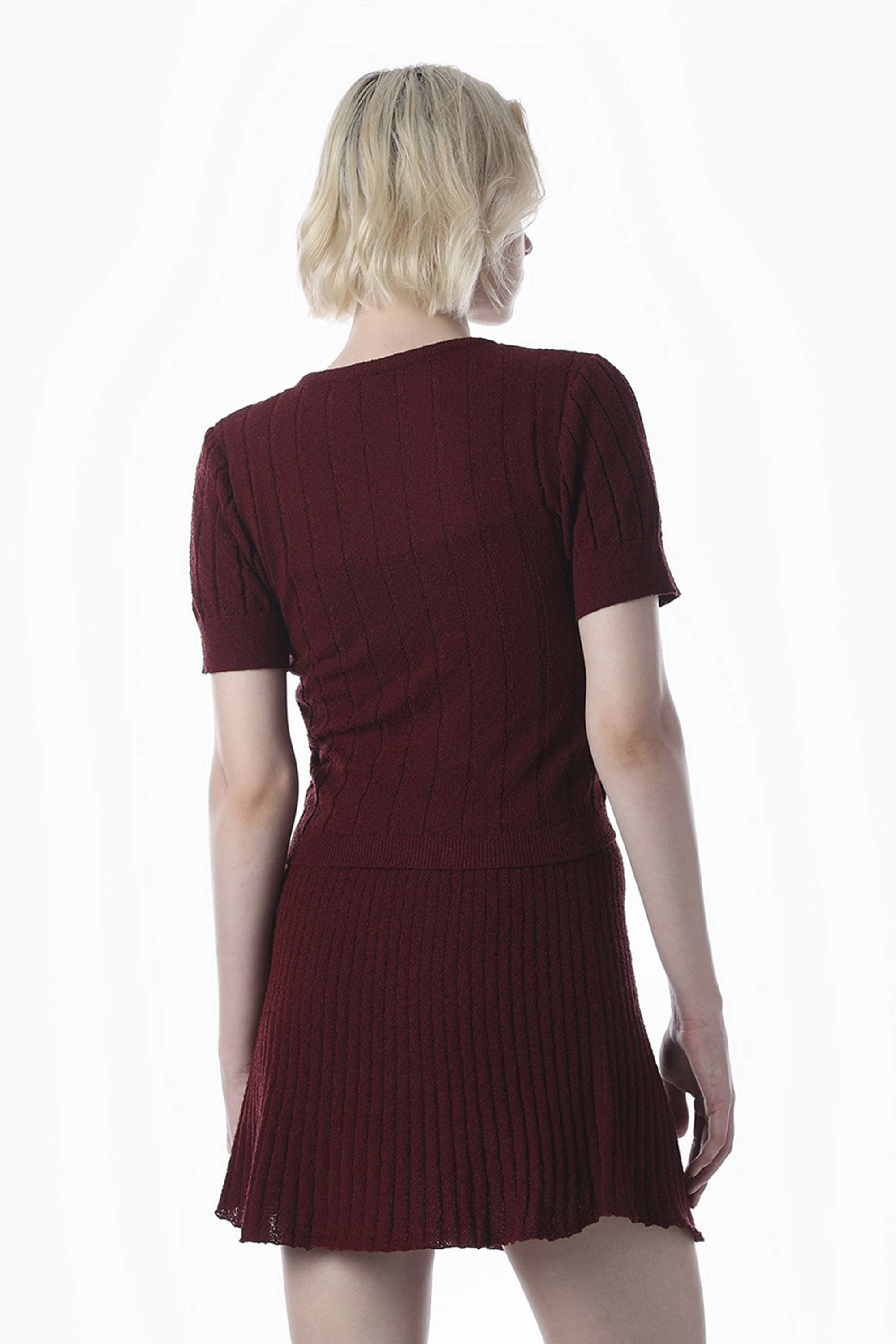 Solid-Polyester-Round-Neck-Women-s-Top