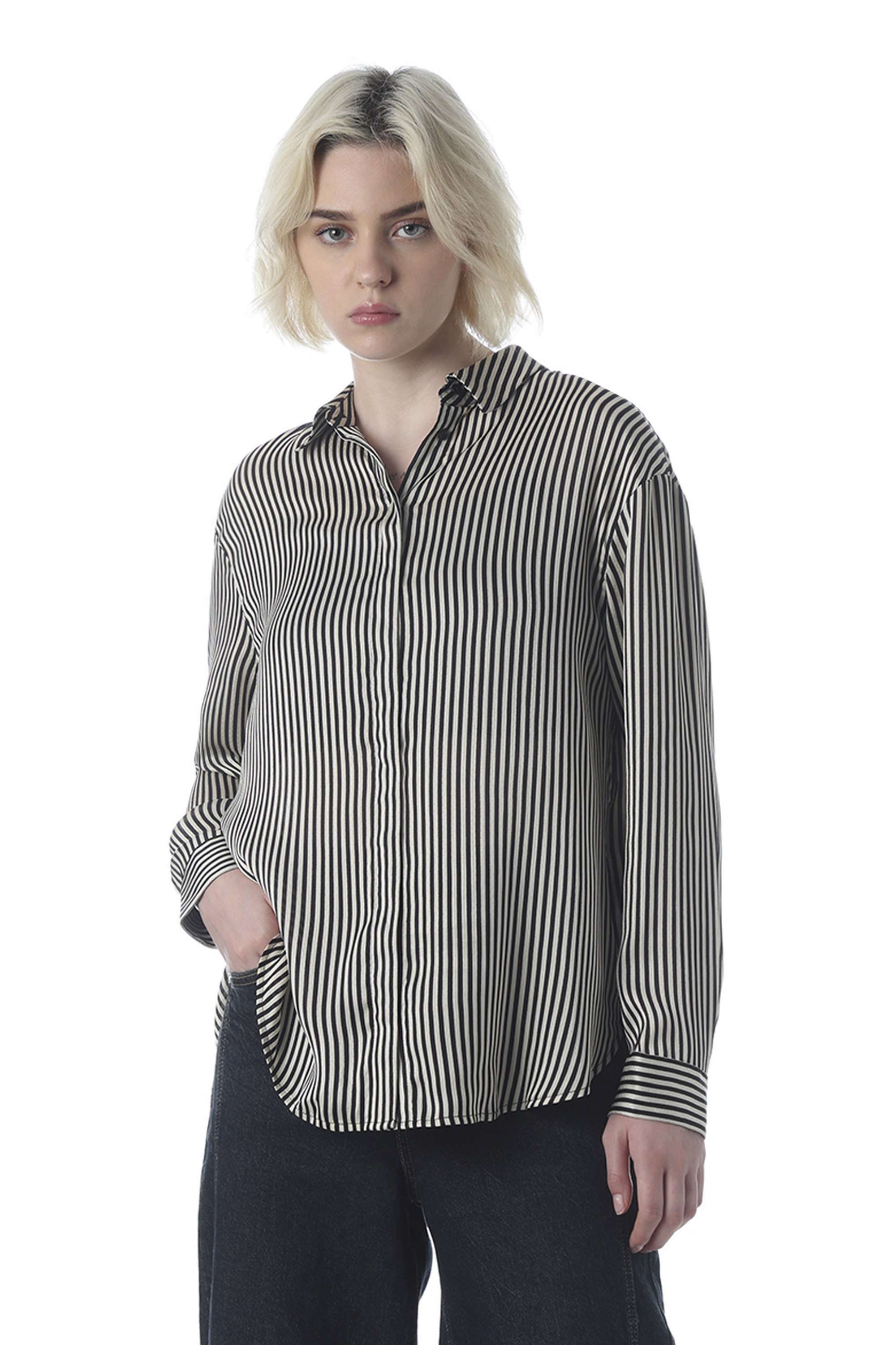 Stripes-Polyester-Collared-Women-s-Shirt