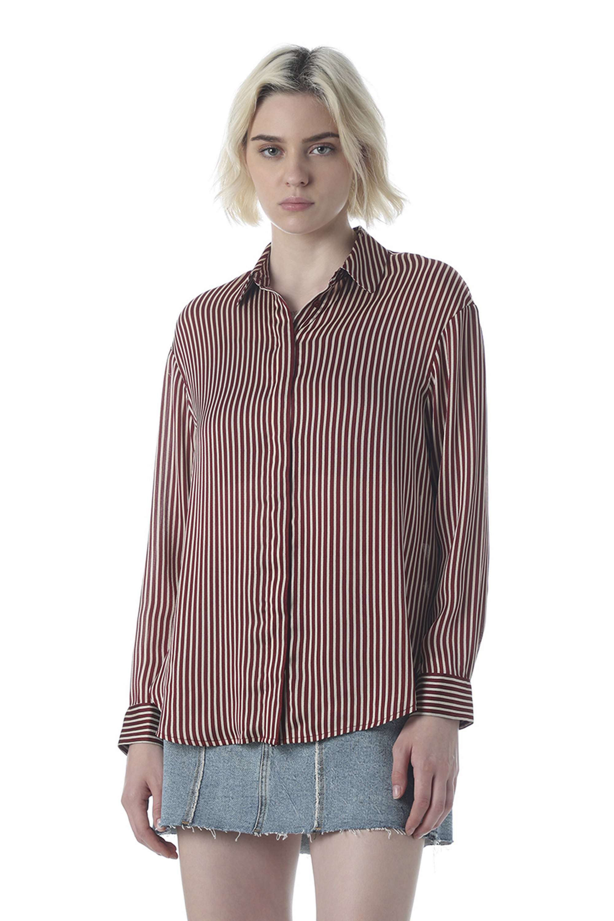 Stripes-Polyester-Collared-Women-s-Shirt