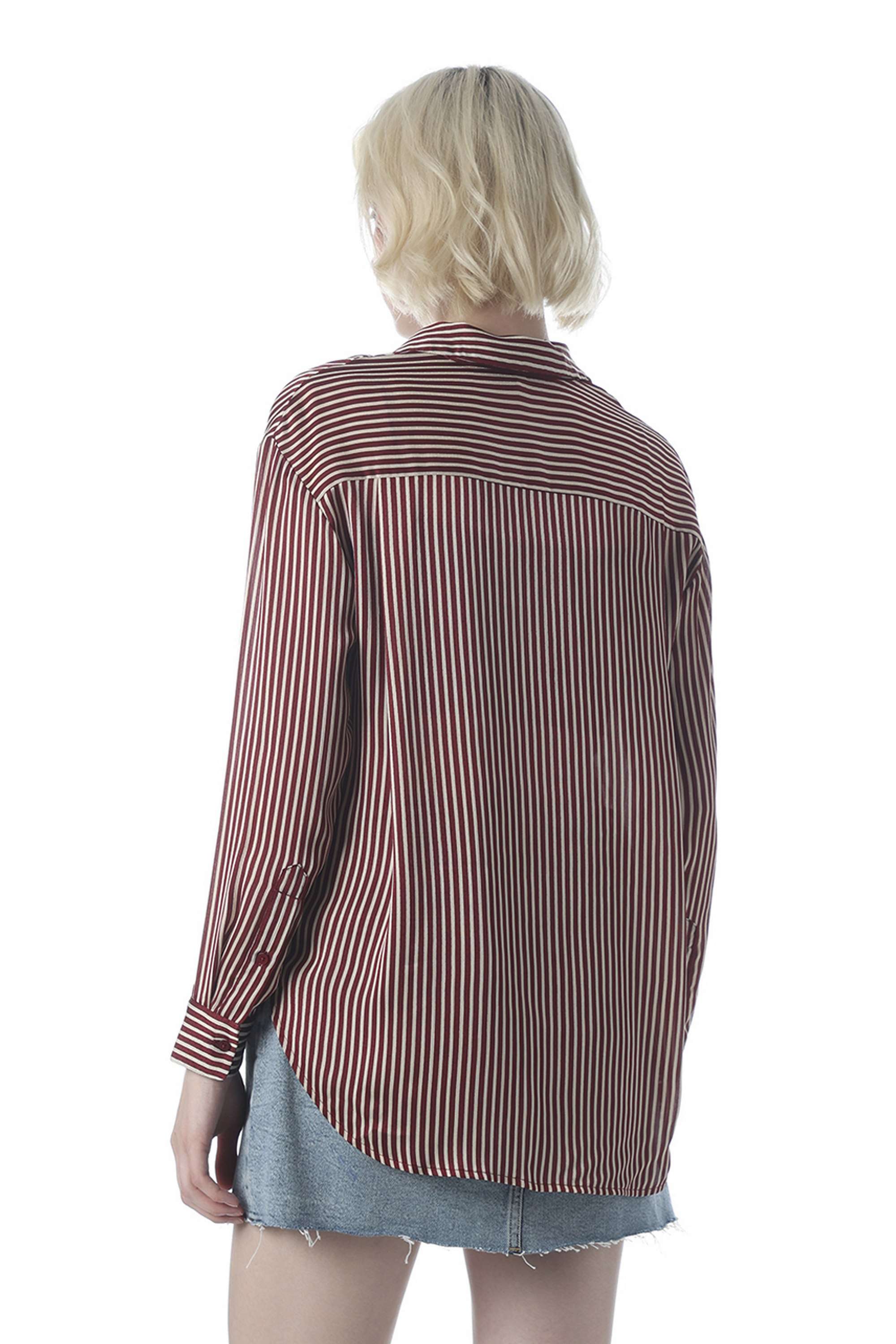 Stripes-Polyester-Collared-Women-s-Shirt