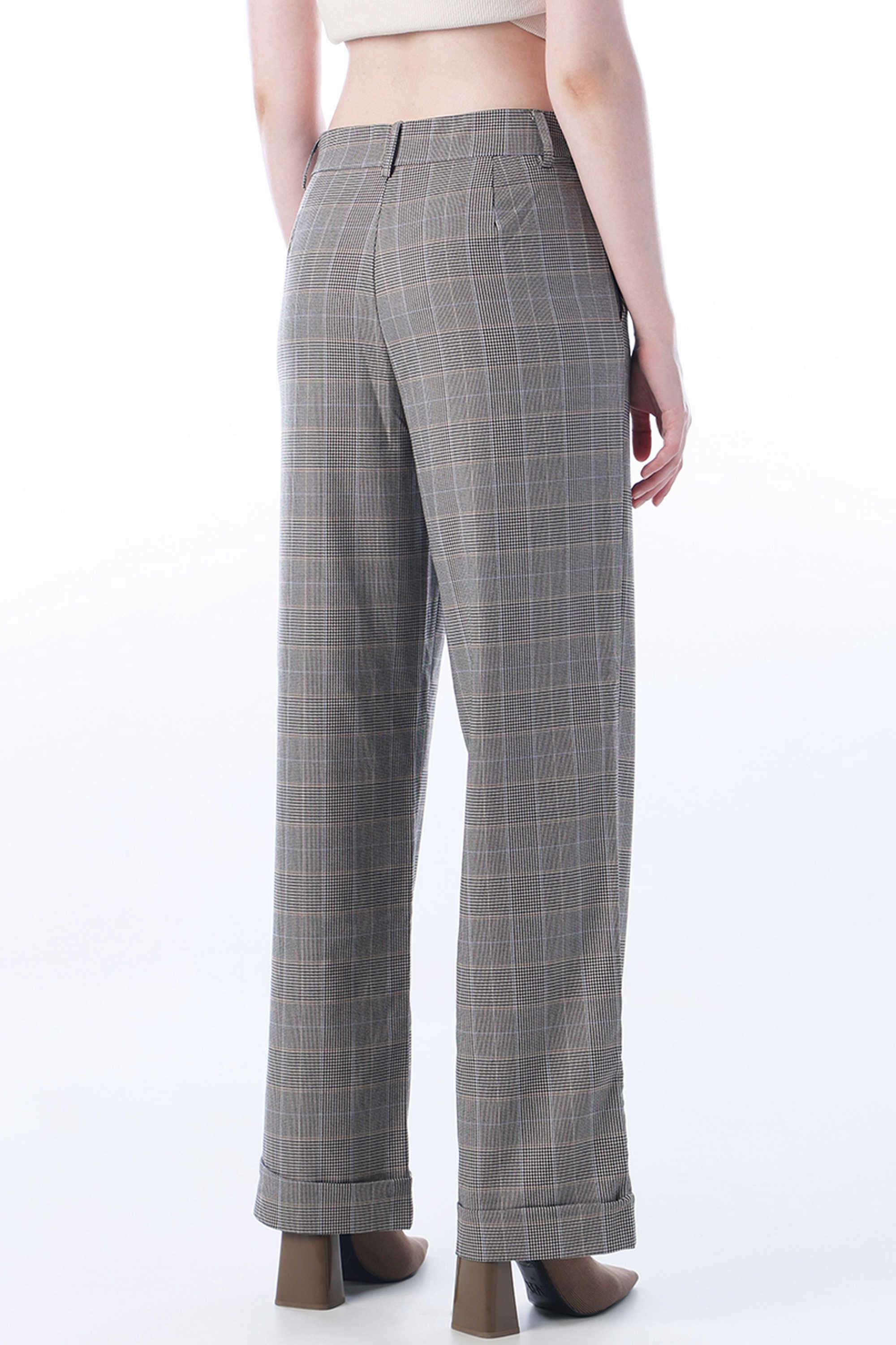 Checks-Straight-Fit-Polyester-Women-s-Formal-Wear-Pants