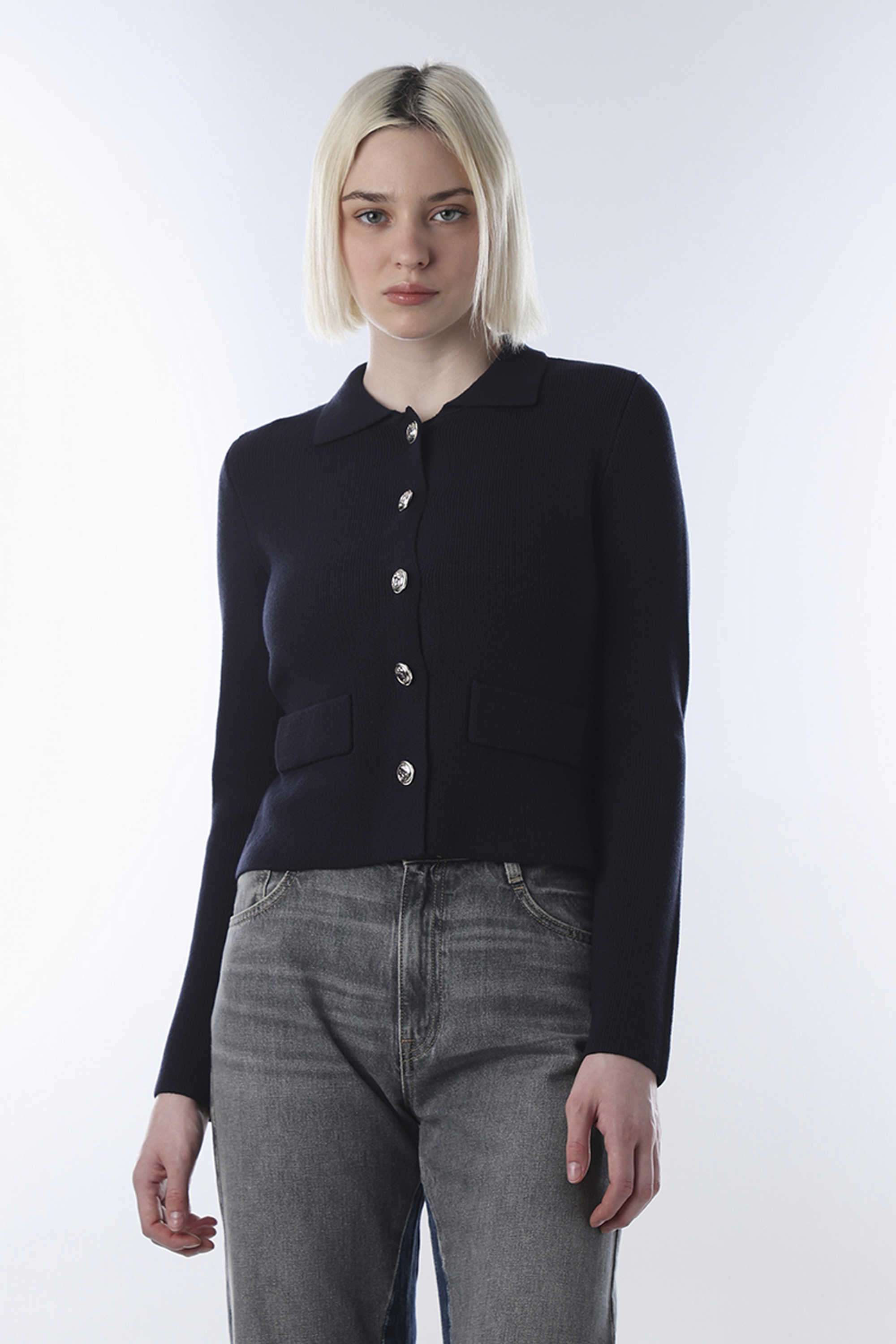 Solid-Viscose-Collared-Women-s-Jacket