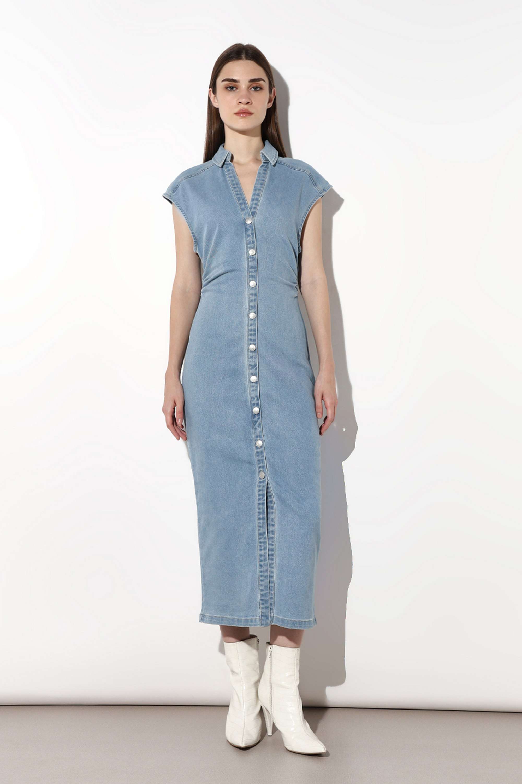 Solid-Collared-Cotton-Women-s-Dress