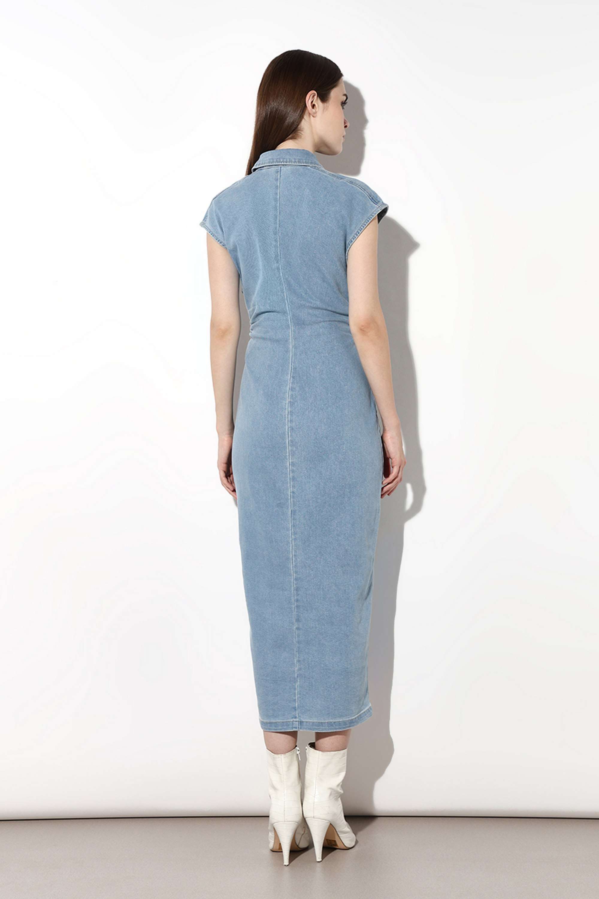 Solid-Collared-Cotton-Women-s-Dress