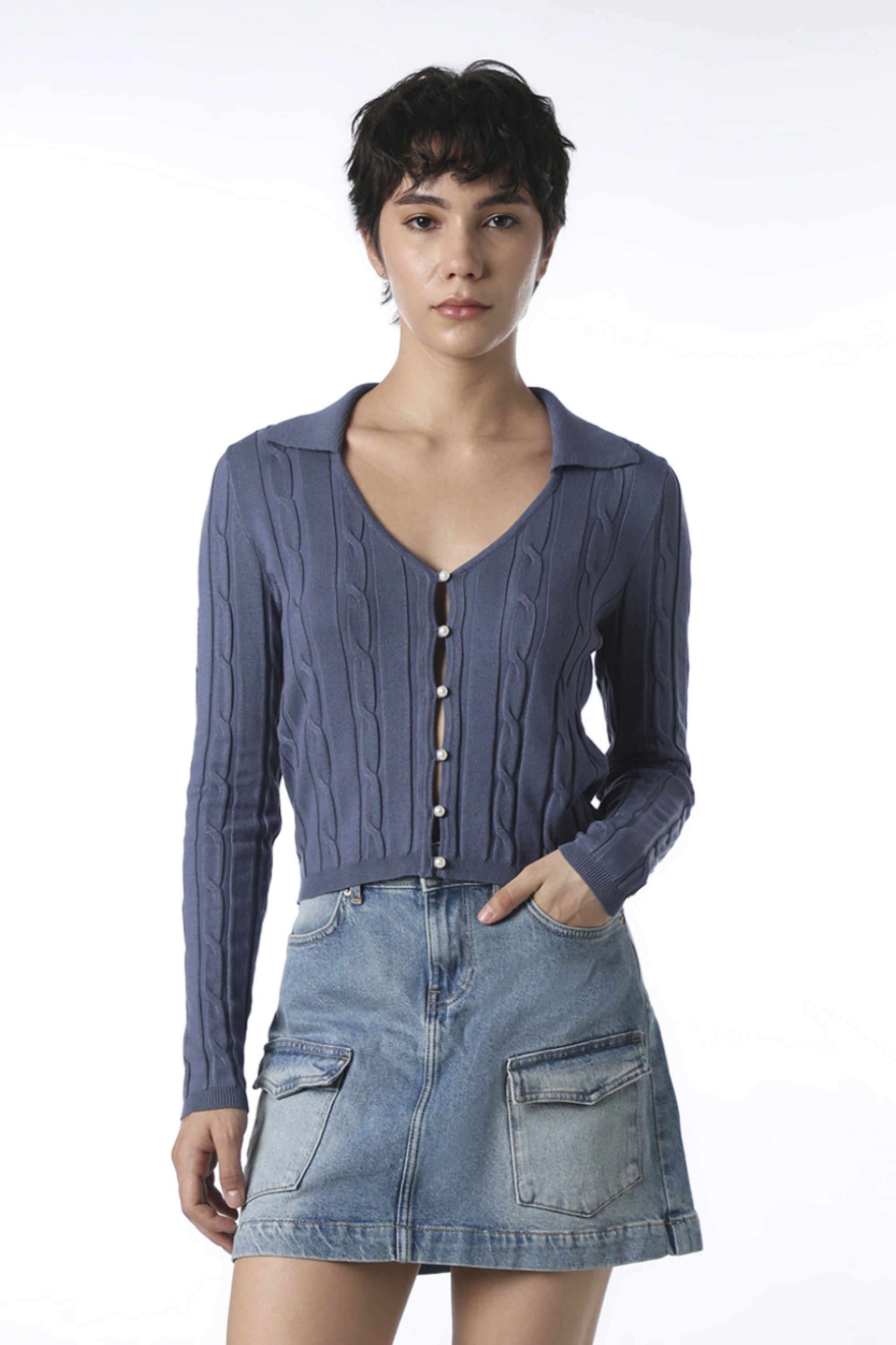 Solid-Viscose-V-Neck-Women-s-Casual-Wear-Pullover