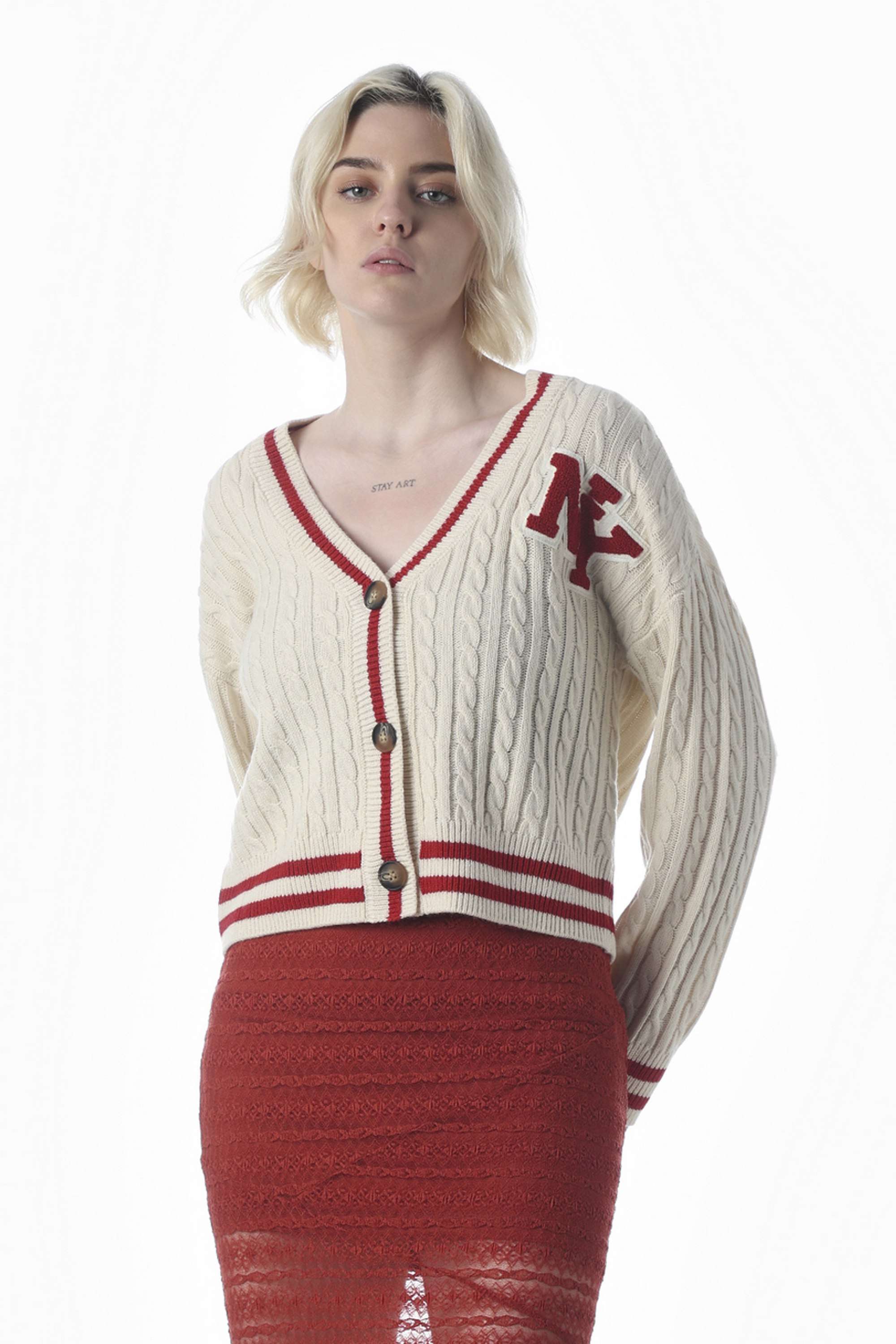 Textured-V-Neck-Acrylic-Women-Cardigan