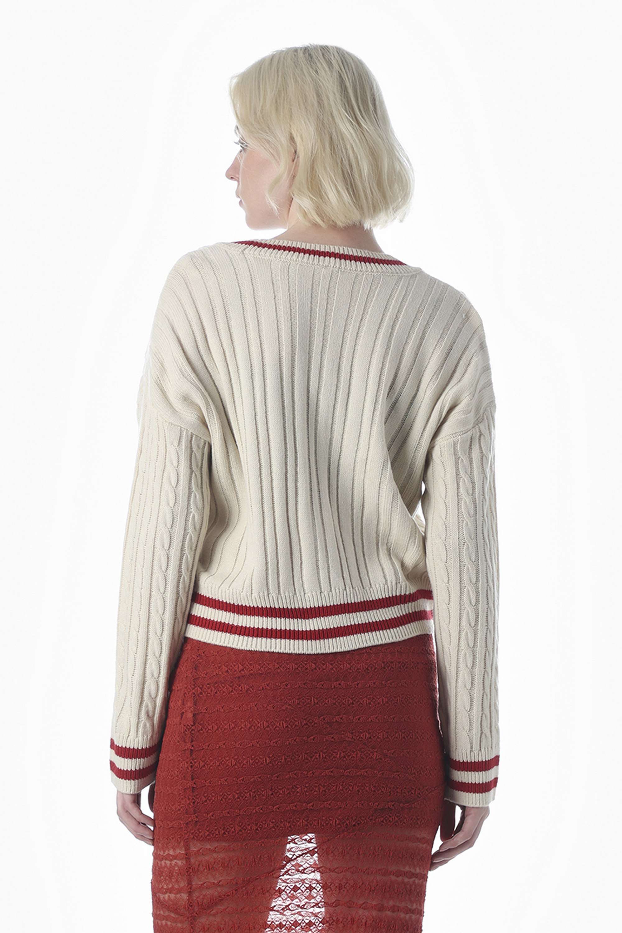 Textured-V-Neck-Acrylic-Women-Cardigan