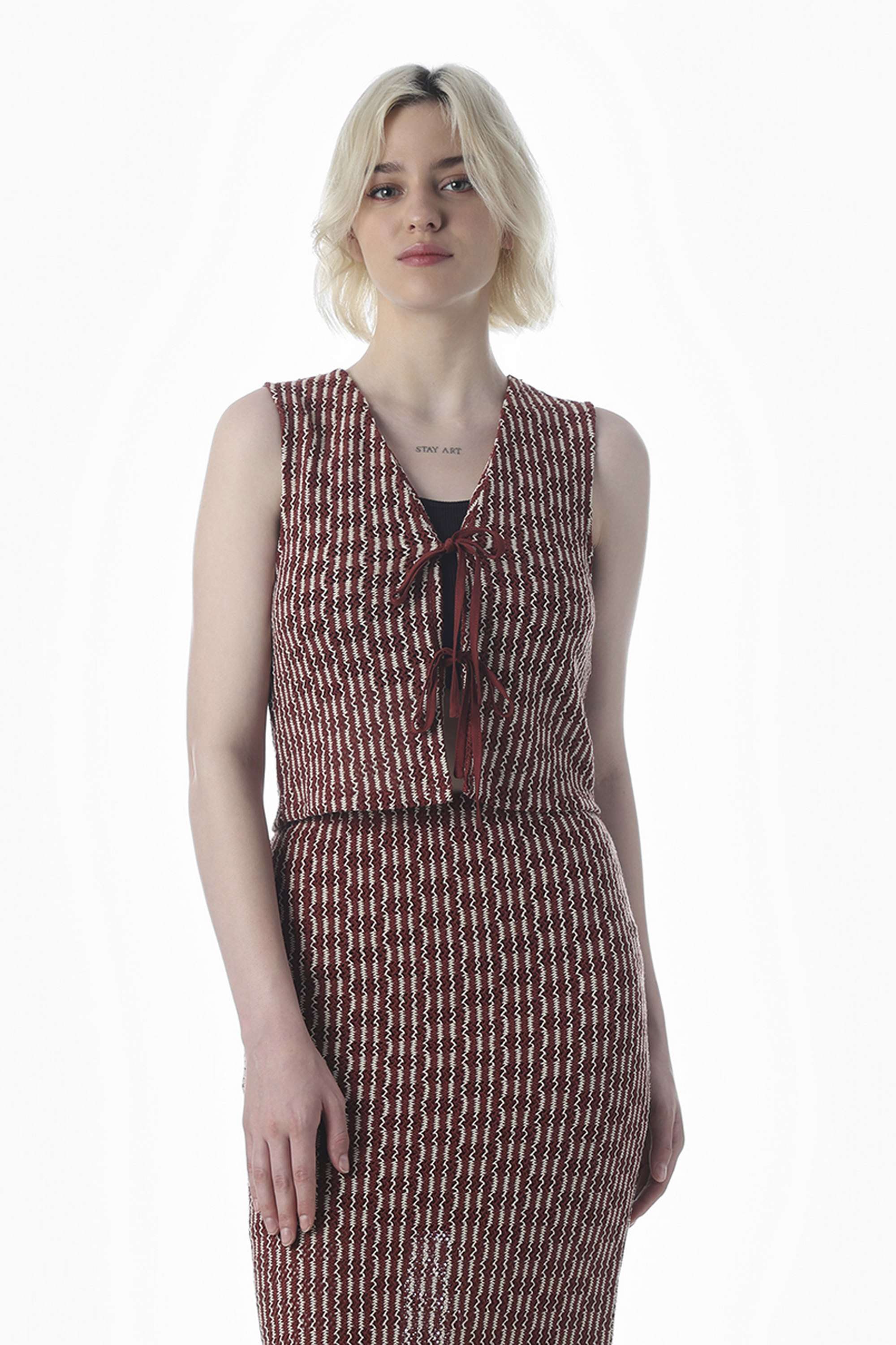 Solid-Polyester-Tie-Up-Neck-Women-s-Tank-Top