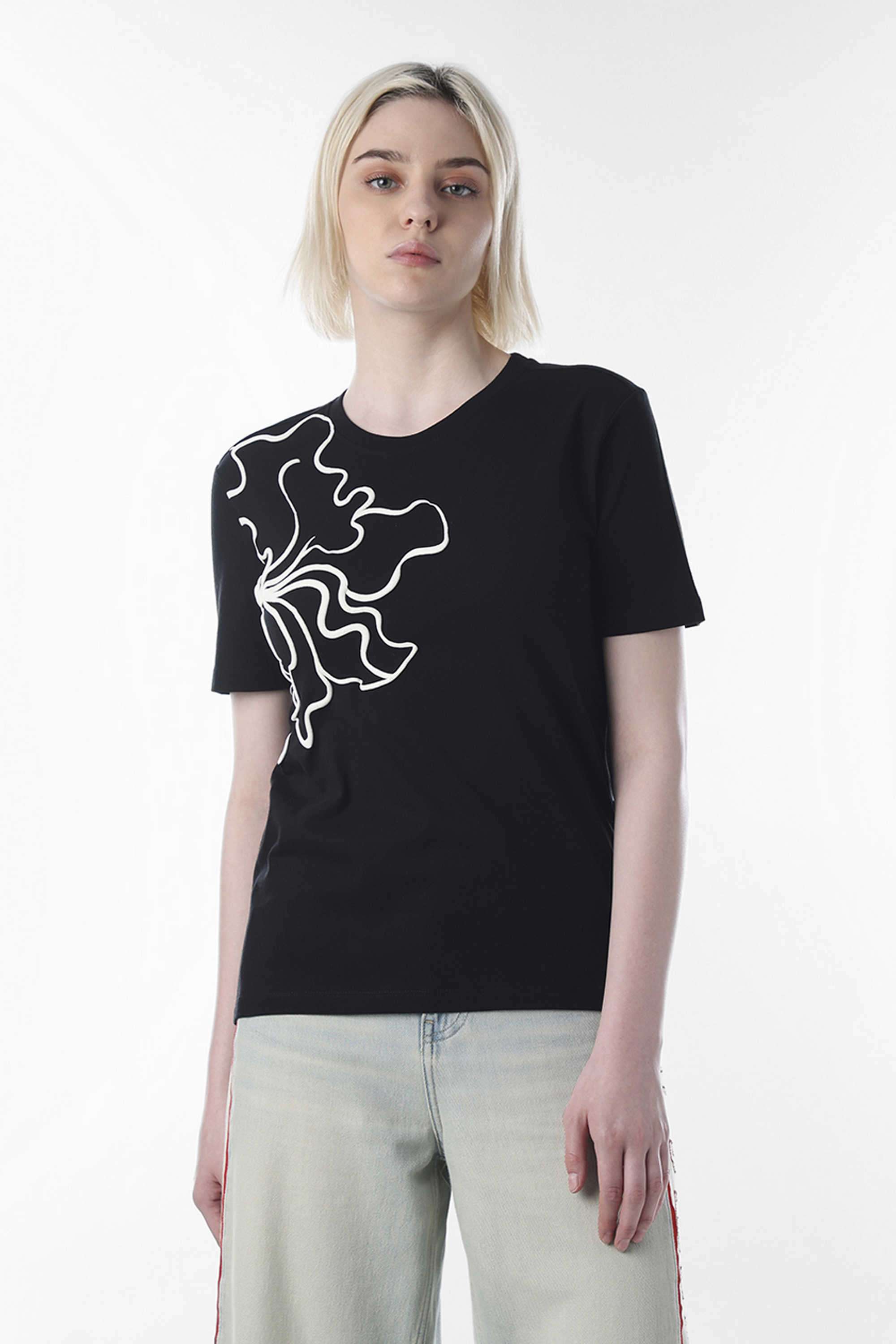 Solid-Cotton-Round-Neck-Women-s-T-Shirt