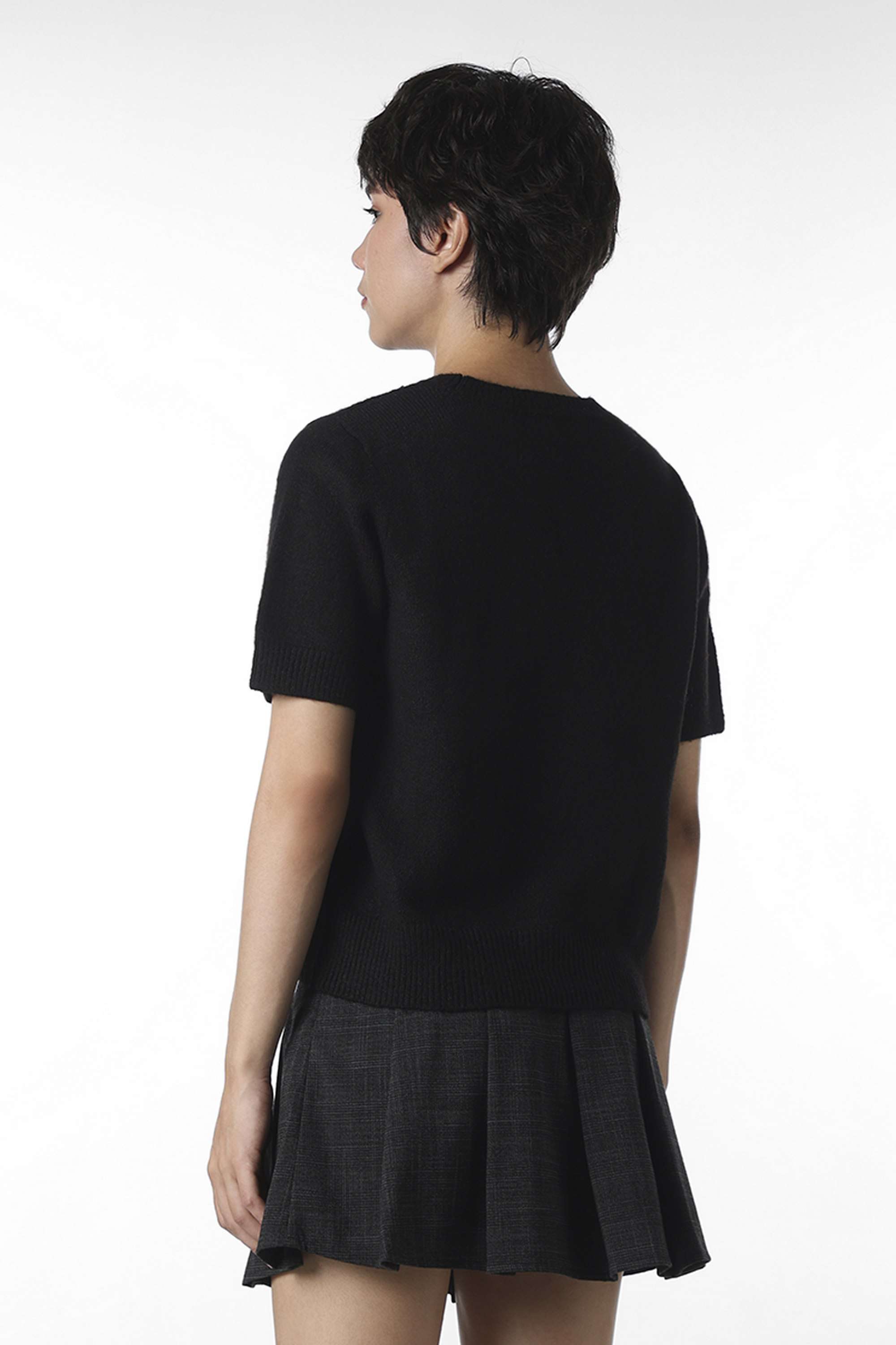 Solid-Round-Neck-Polyester-Women-Casual-Wear-Sweater