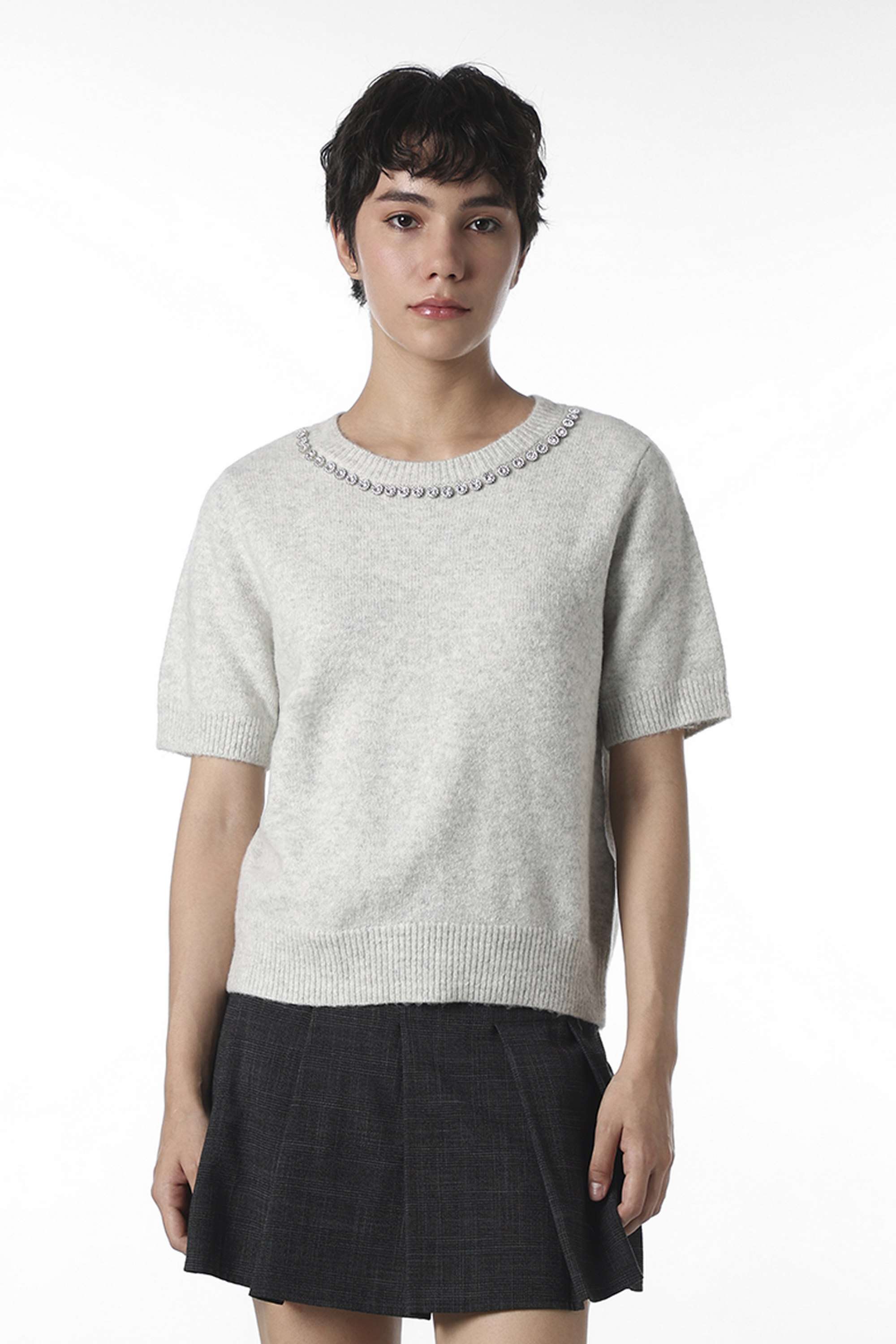 Solid-Round-Neck-Polyester-Women-Casual-Wear-Sweater