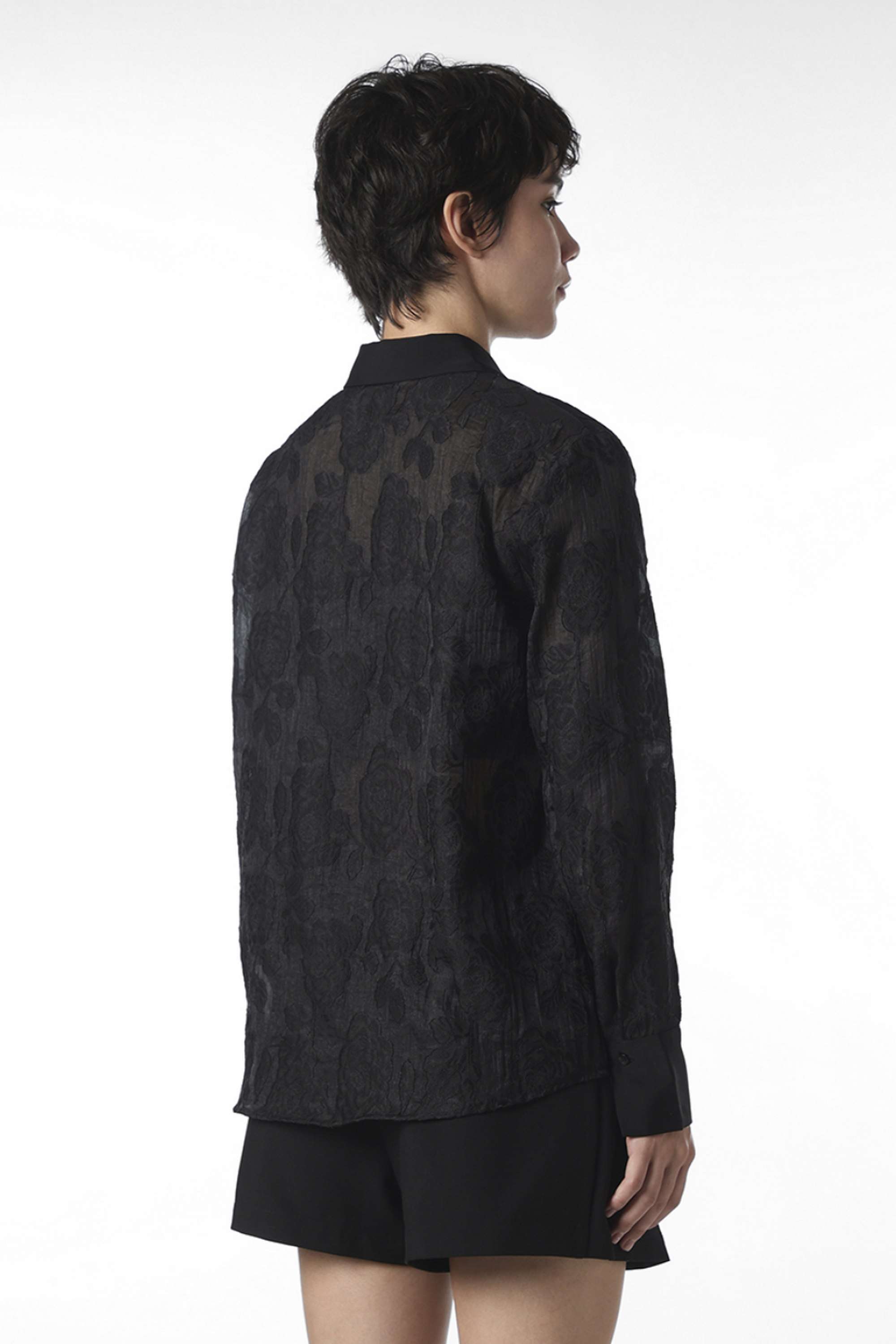 Floral-Collared-Nylon-Women-Casual-Wear-Shirt