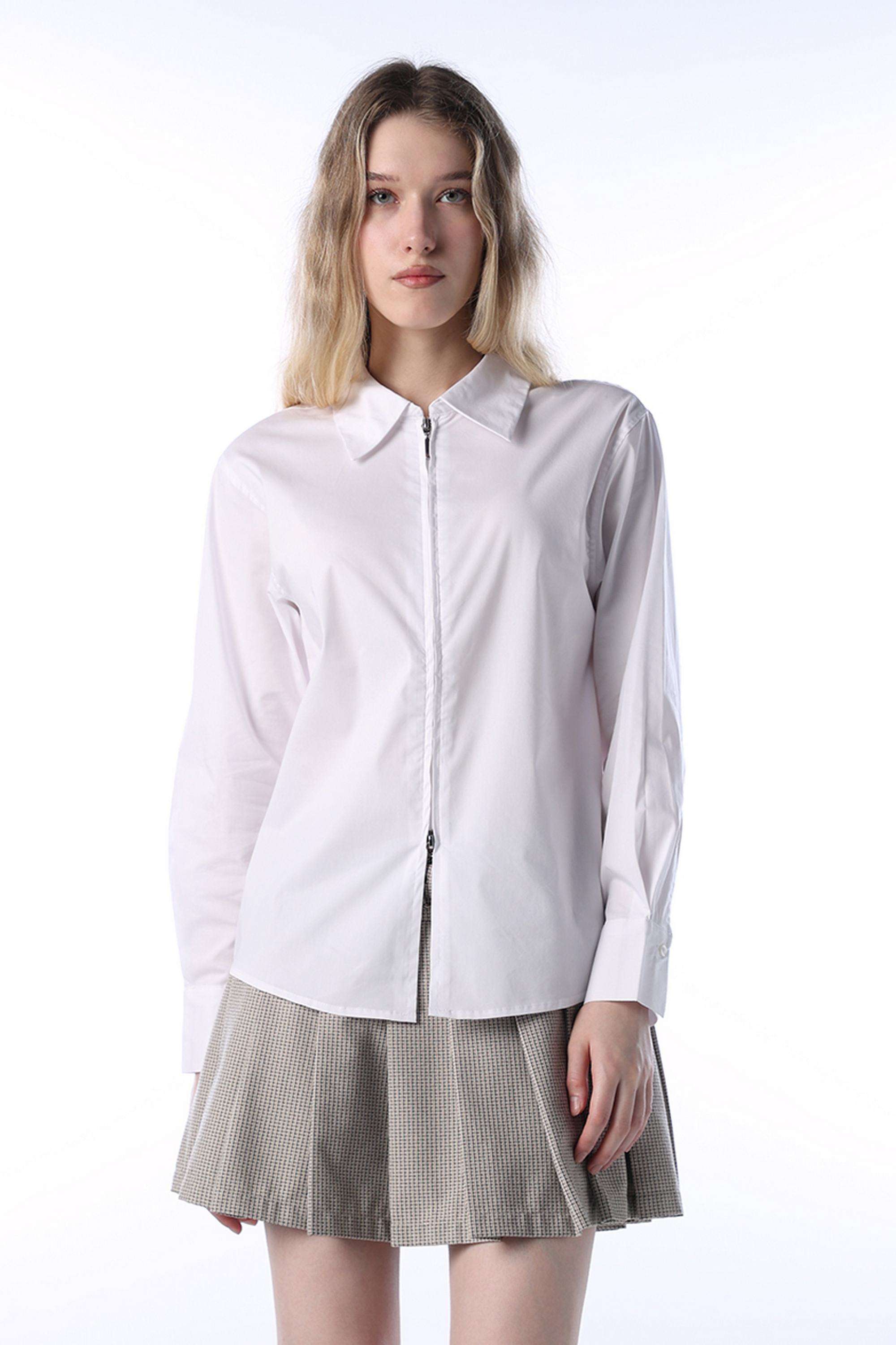 Solid-Cotton-Collared-Women-s-Shirt