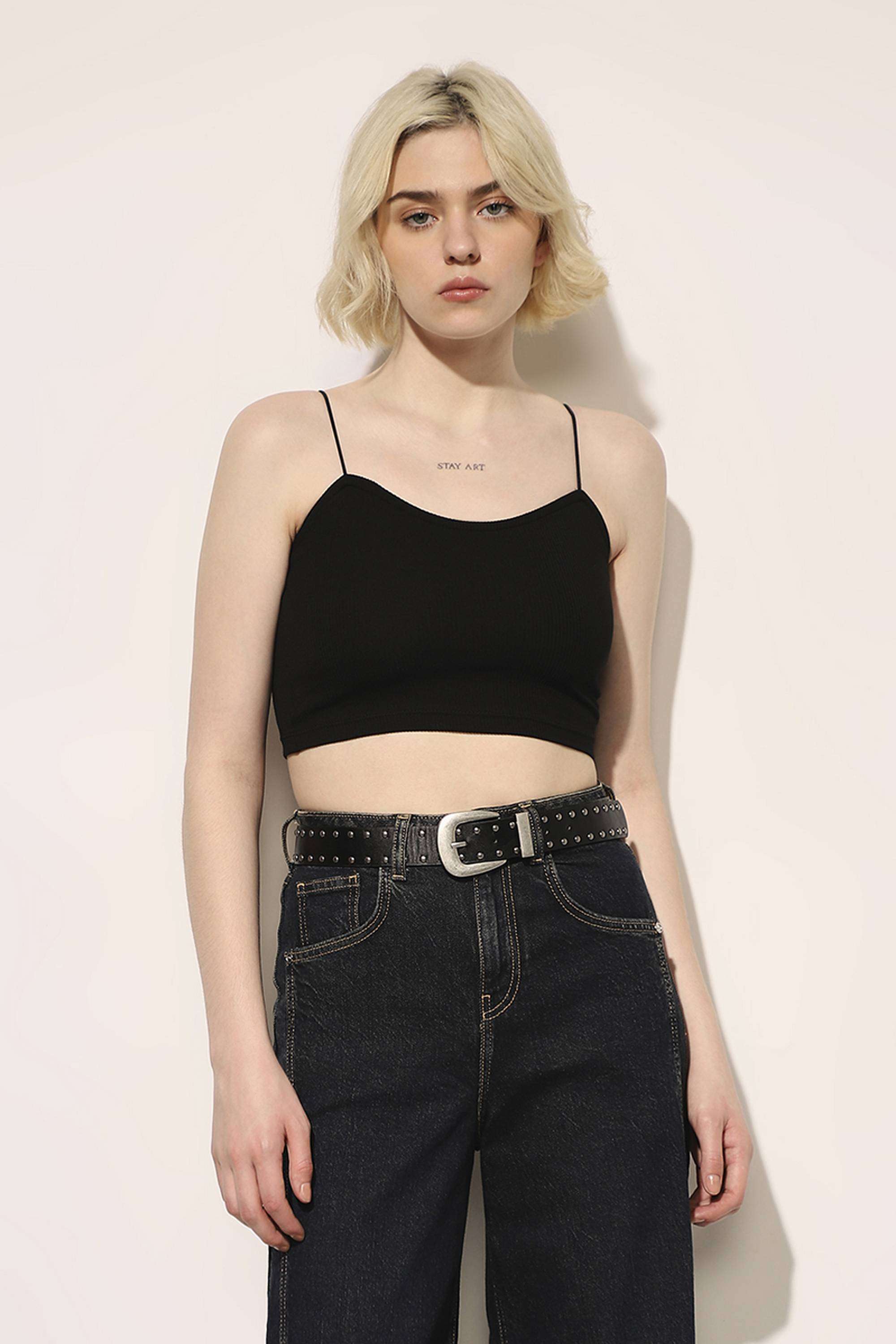 Solid-Cotton-Square-Neck-Women-s-Top