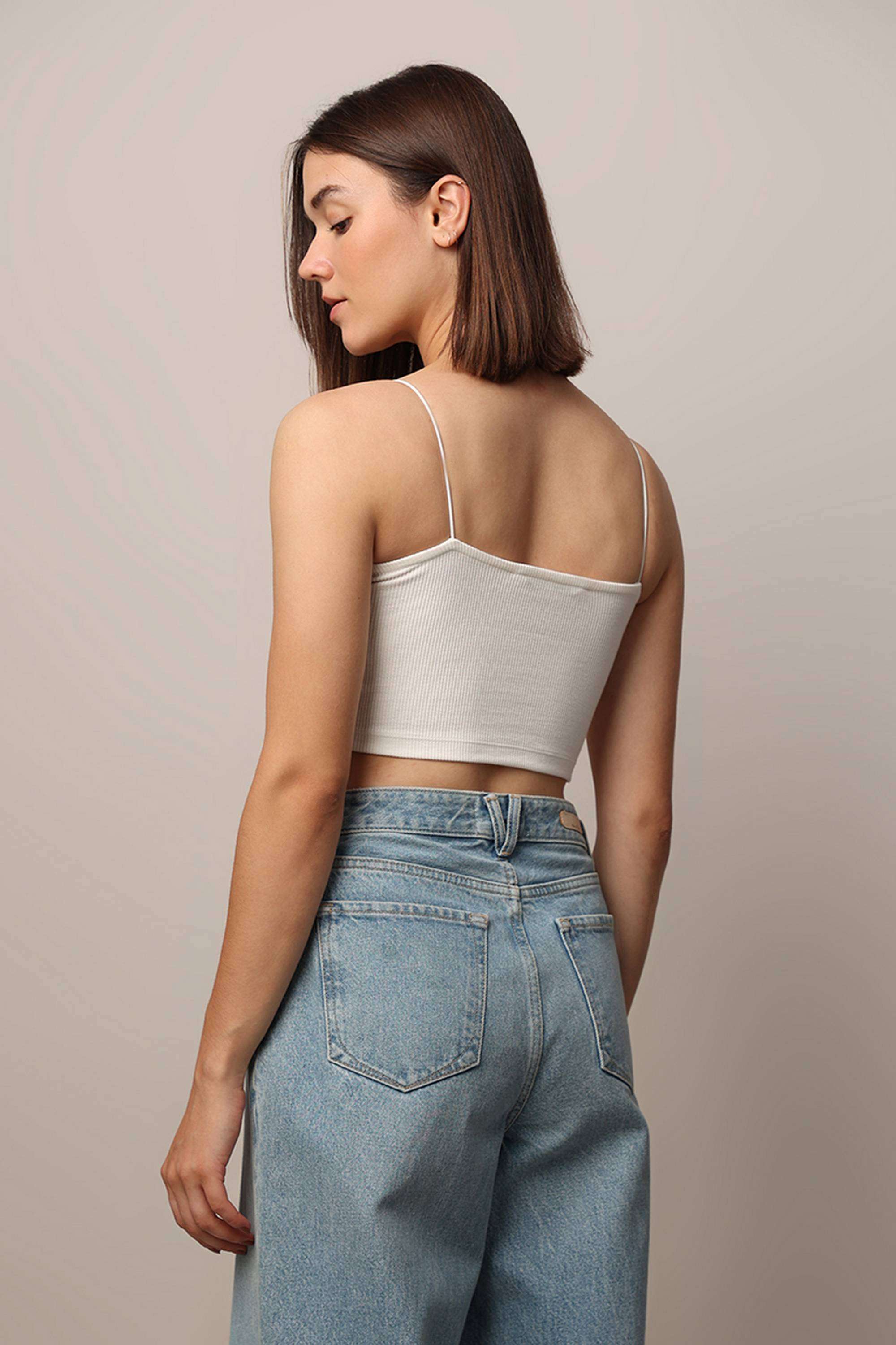 Solid-Cotton-Square-Neck-Women-s-Top