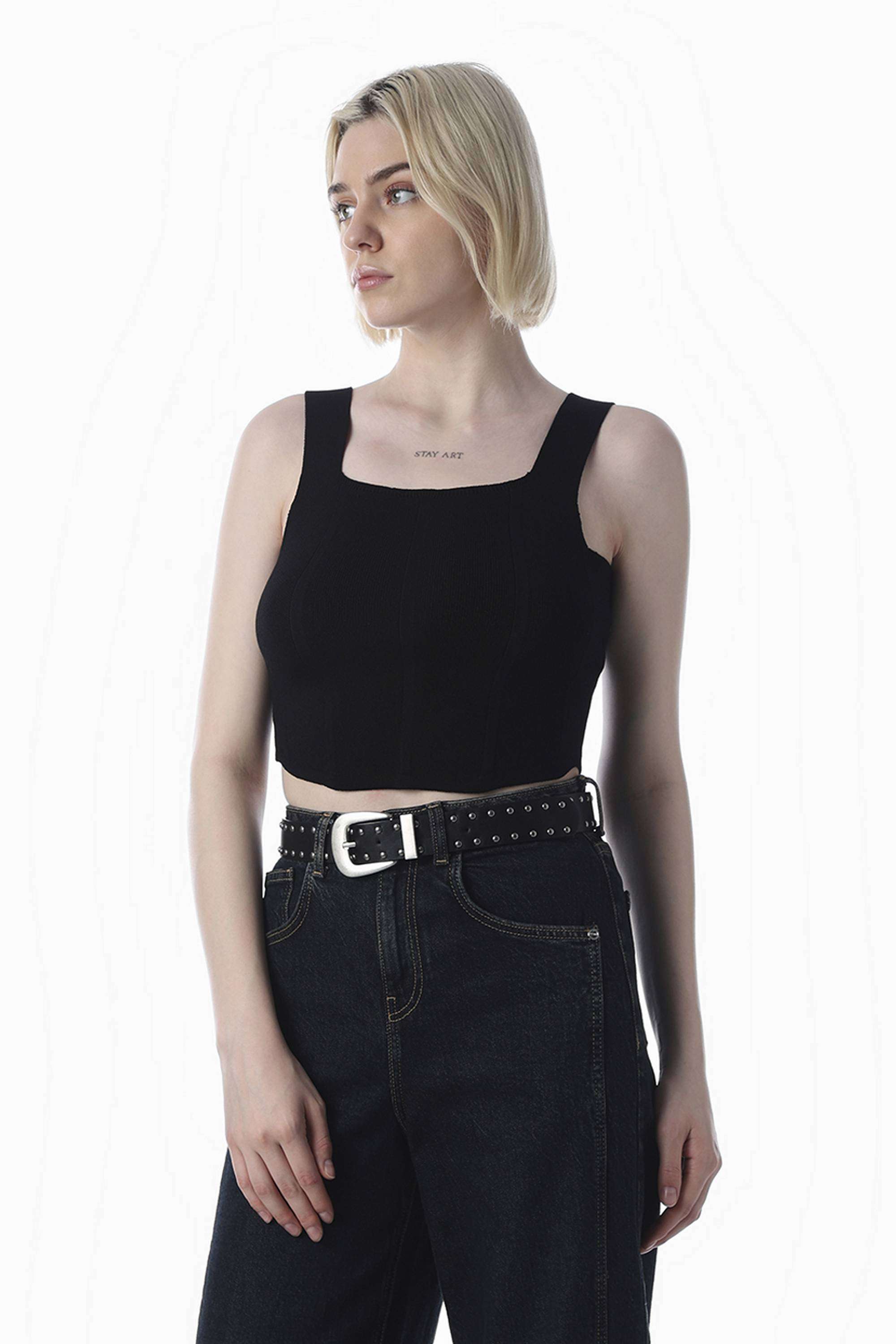 Solid-Viscose-Square-Neck-Women-s-Tank-Top