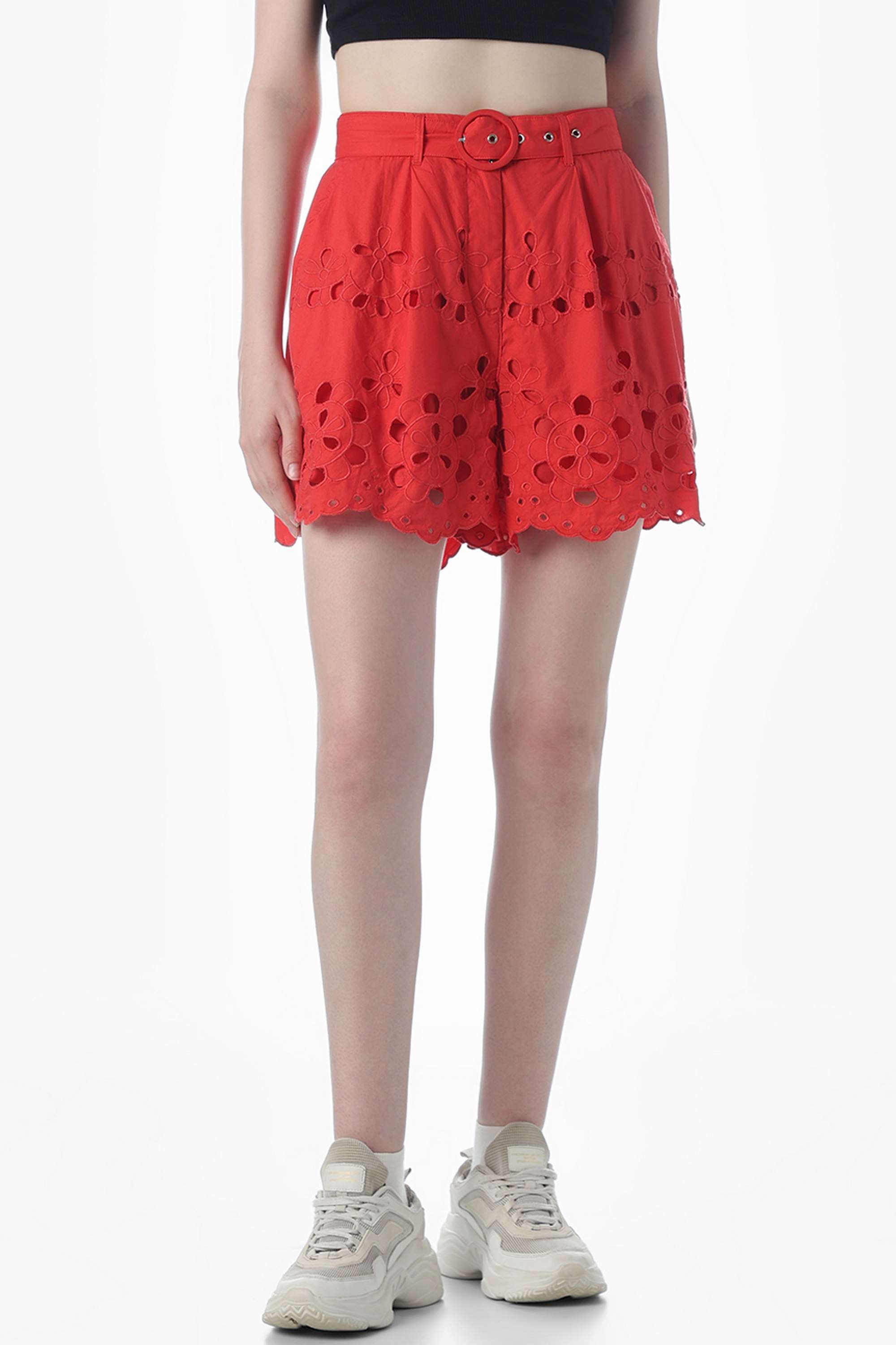 Embroidered-Regular-Fit-Cotton-Women-s-Casual-Wear-Shorts