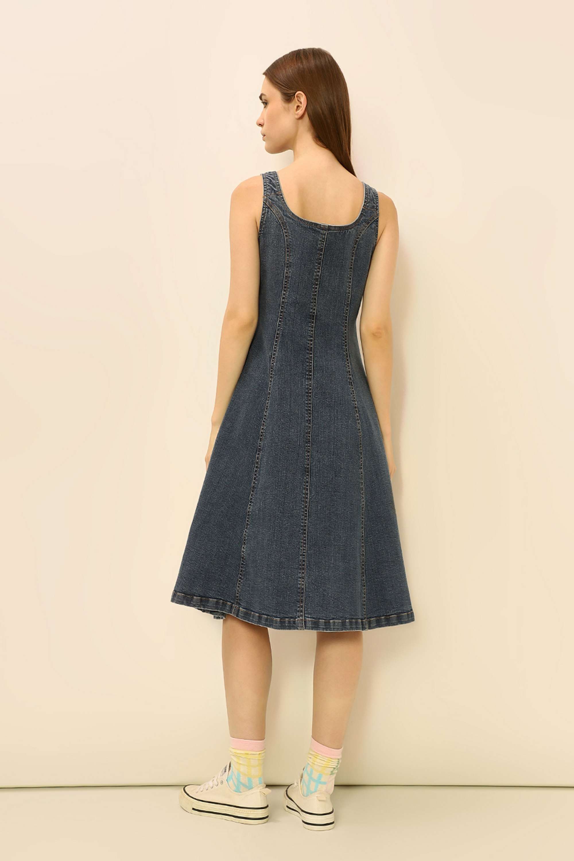 Solid-Square-Neck-Cotton-Women-s-Dress