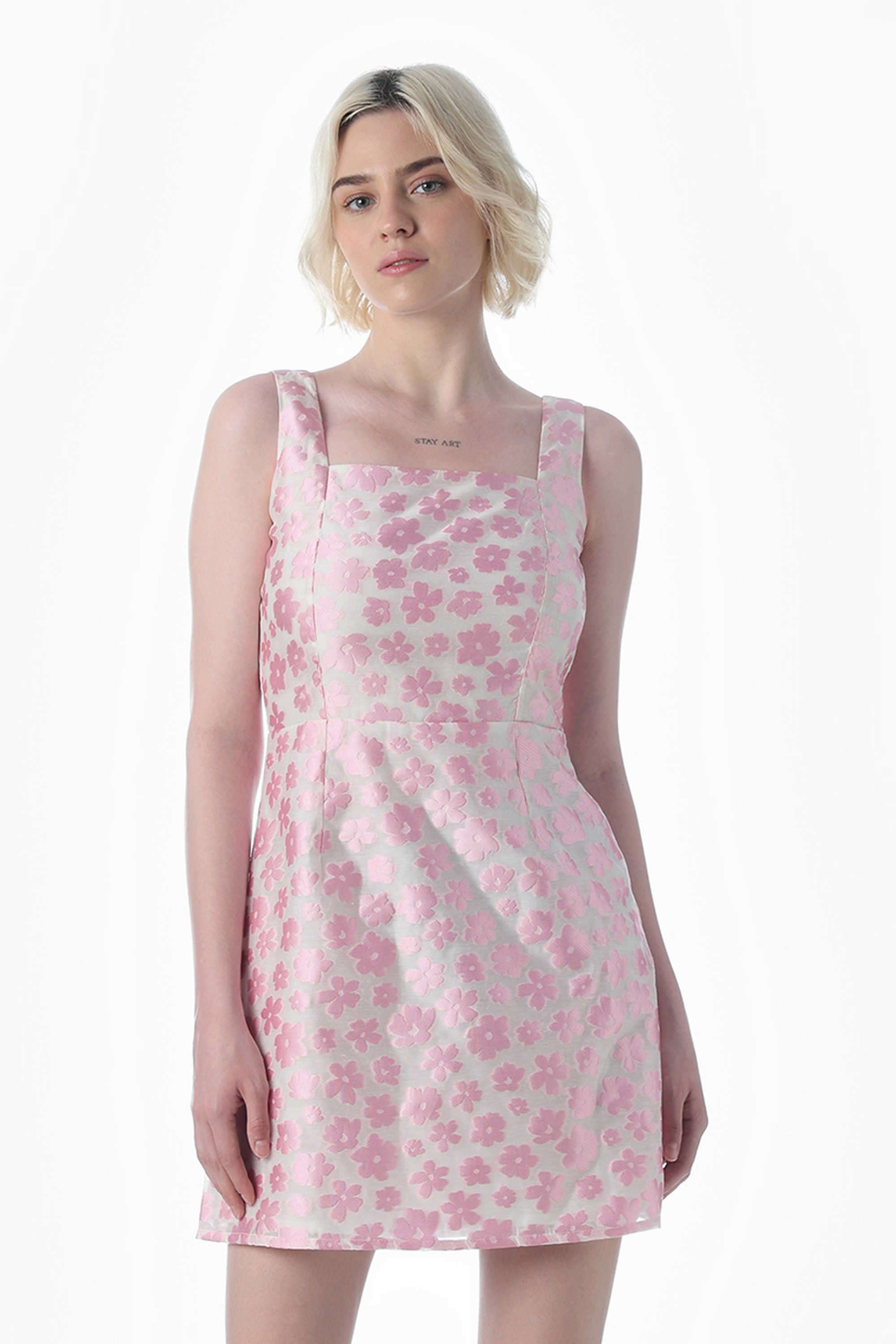 Floral-Polyester-Square-Neck-Women-s-Dress