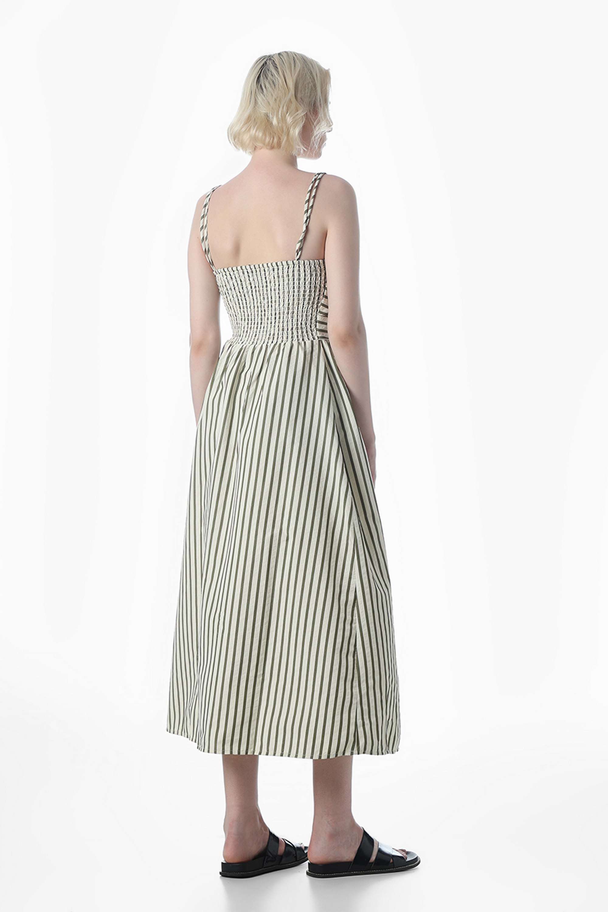 Stripes-Square-Neck-Polyester-Women-s-Dress