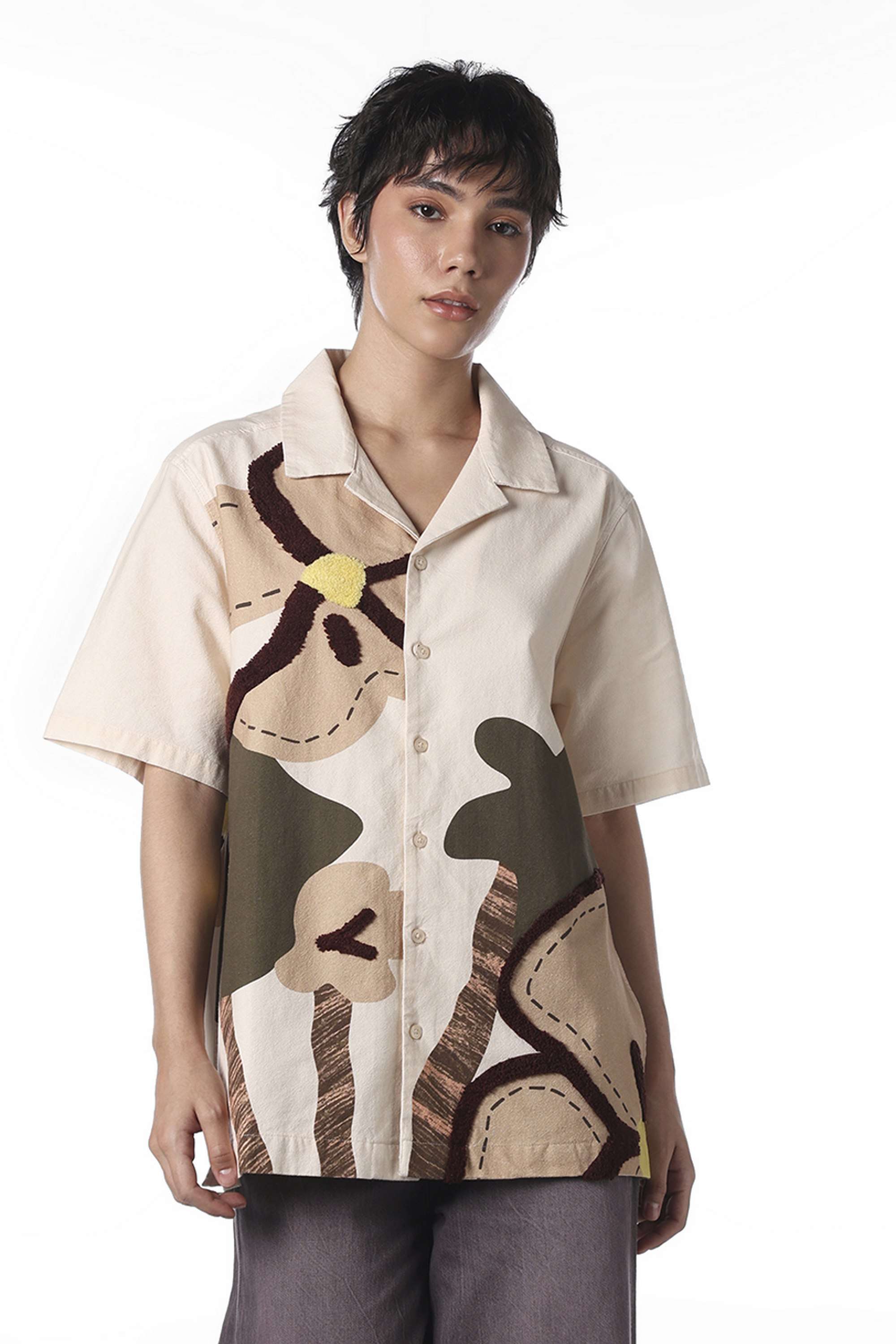 Abstract-Cotton-Collared-Women-s-Shirt