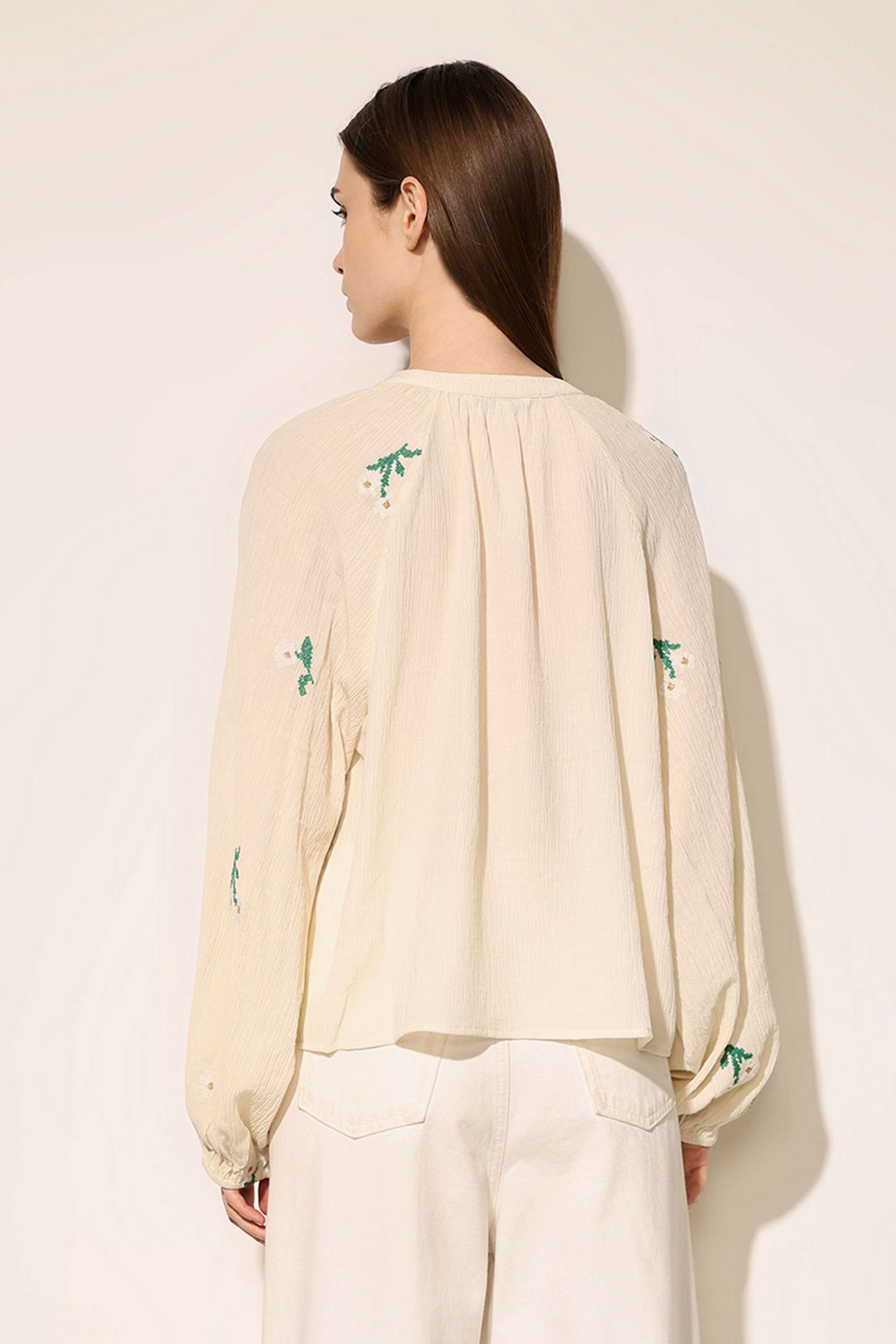 Embroidered-Viscose-Tie-Up-Neck-Women-s-Top