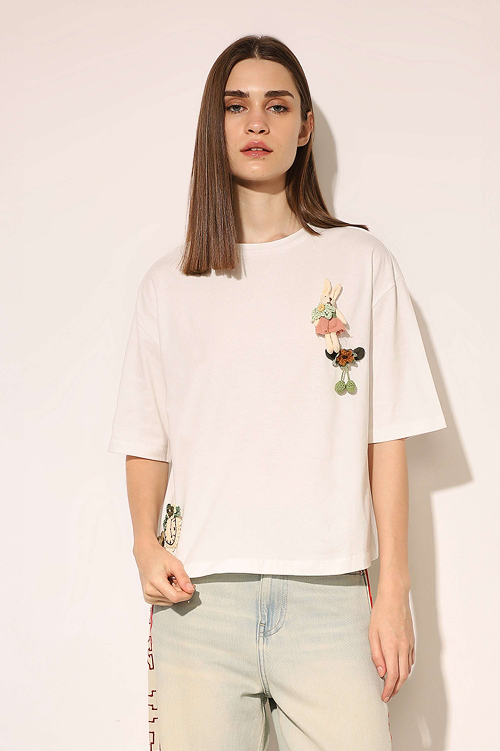 Solid-Cotton-Round-Neck-Women-s-T-Shirt