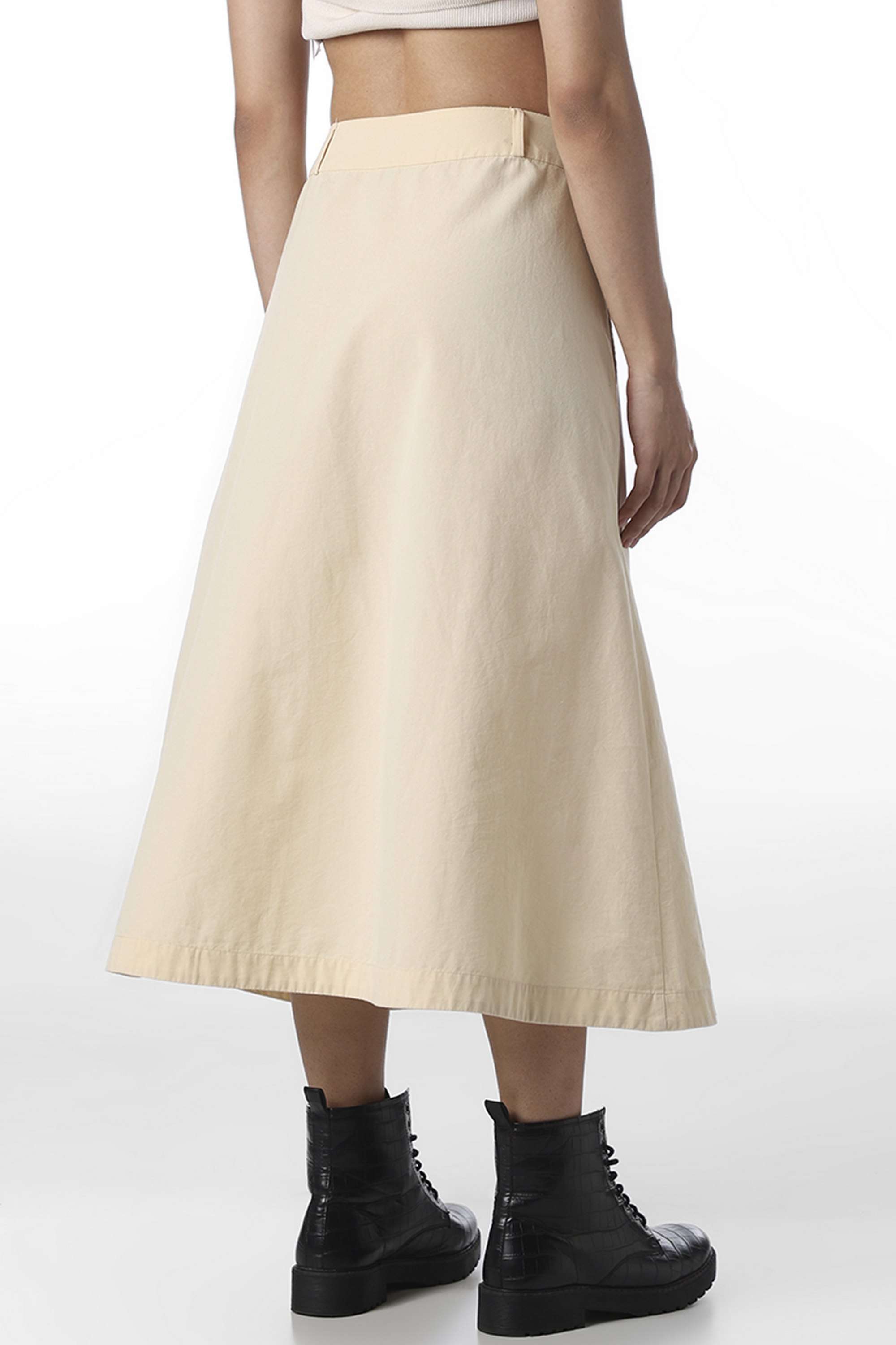Regular-Fit-Calf-Length-Cotton-Women-Casual-Wear-Skirts