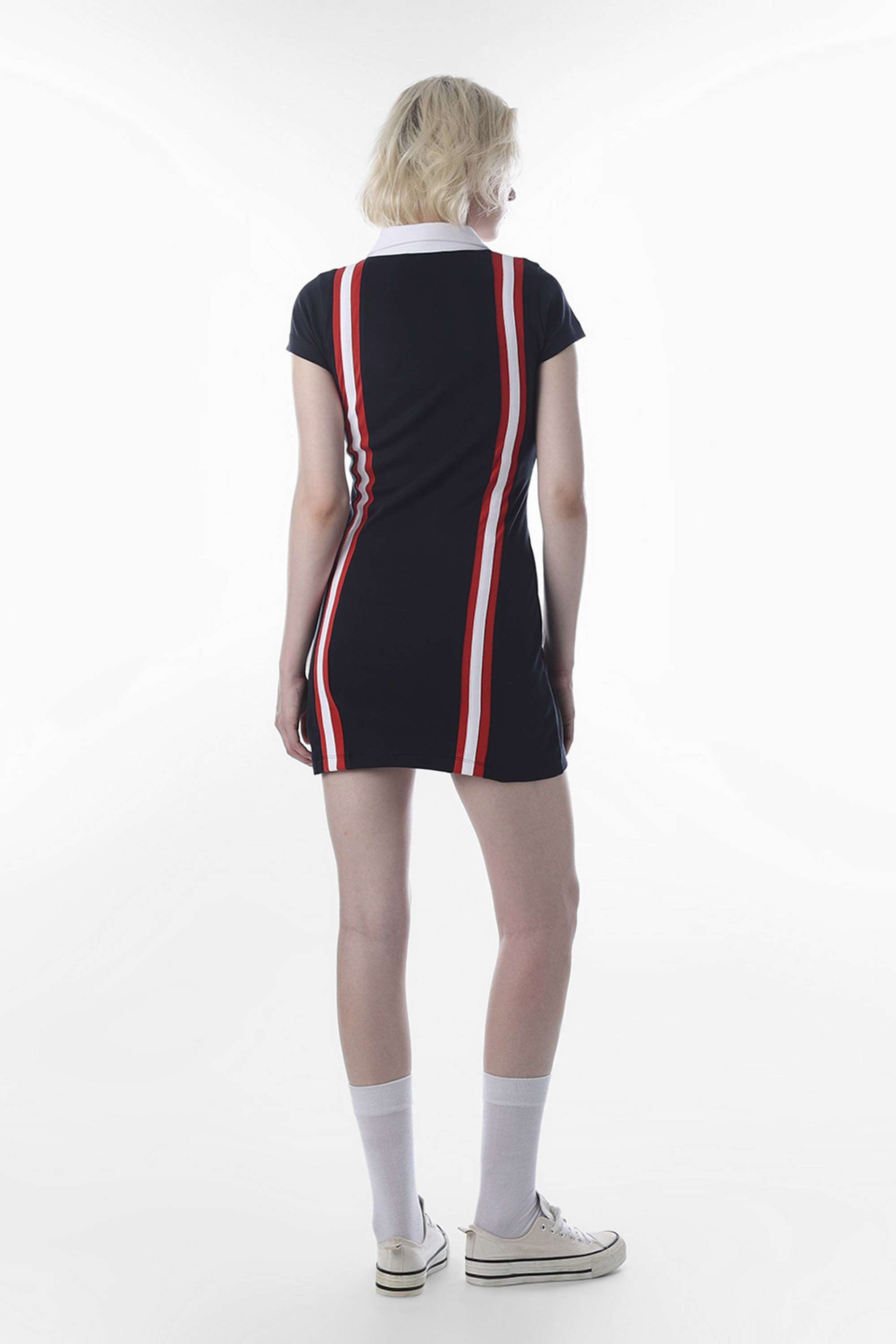 Stripes-Collared-Half-Sleeves-Cotton-Women-Dress