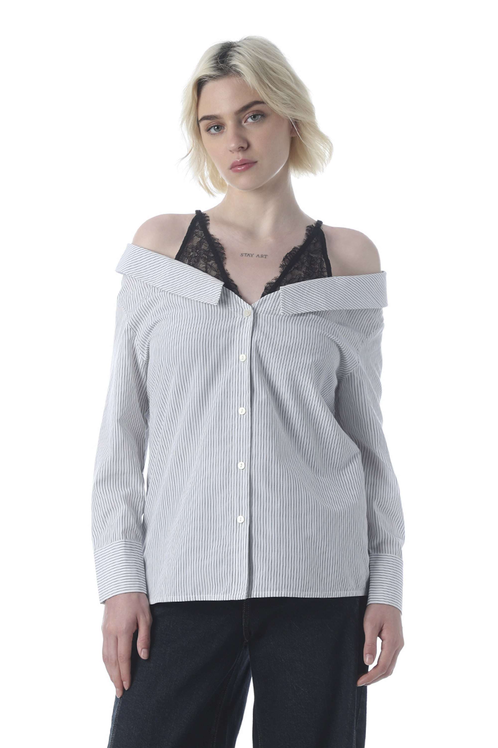 Stripes-Square-Neck-Cotton-Women-Casual-Wear-Shirt