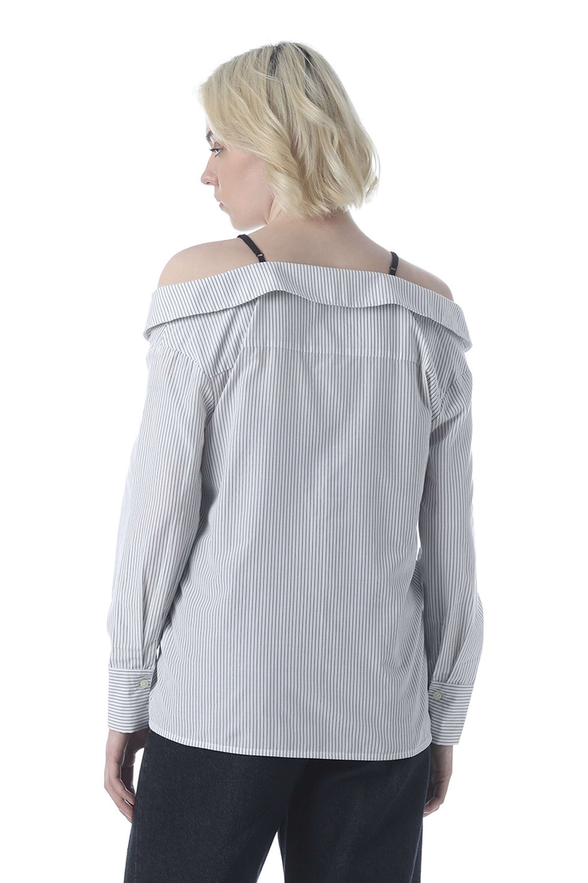 Stripes-Square-Neck-Cotton-Women-Casual-Wear-Shirt