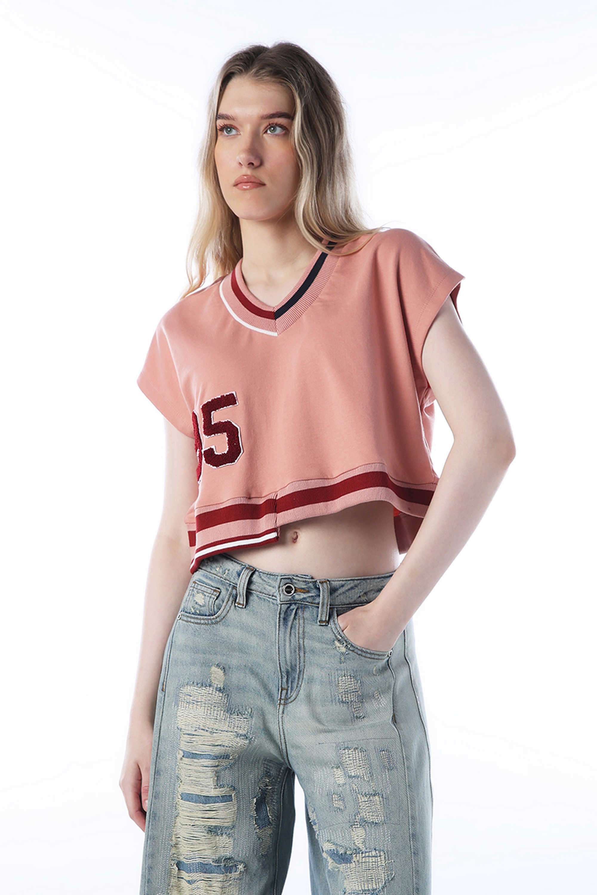 Typographic-Cotton-V-Neck-Women-s-Sweatshirt