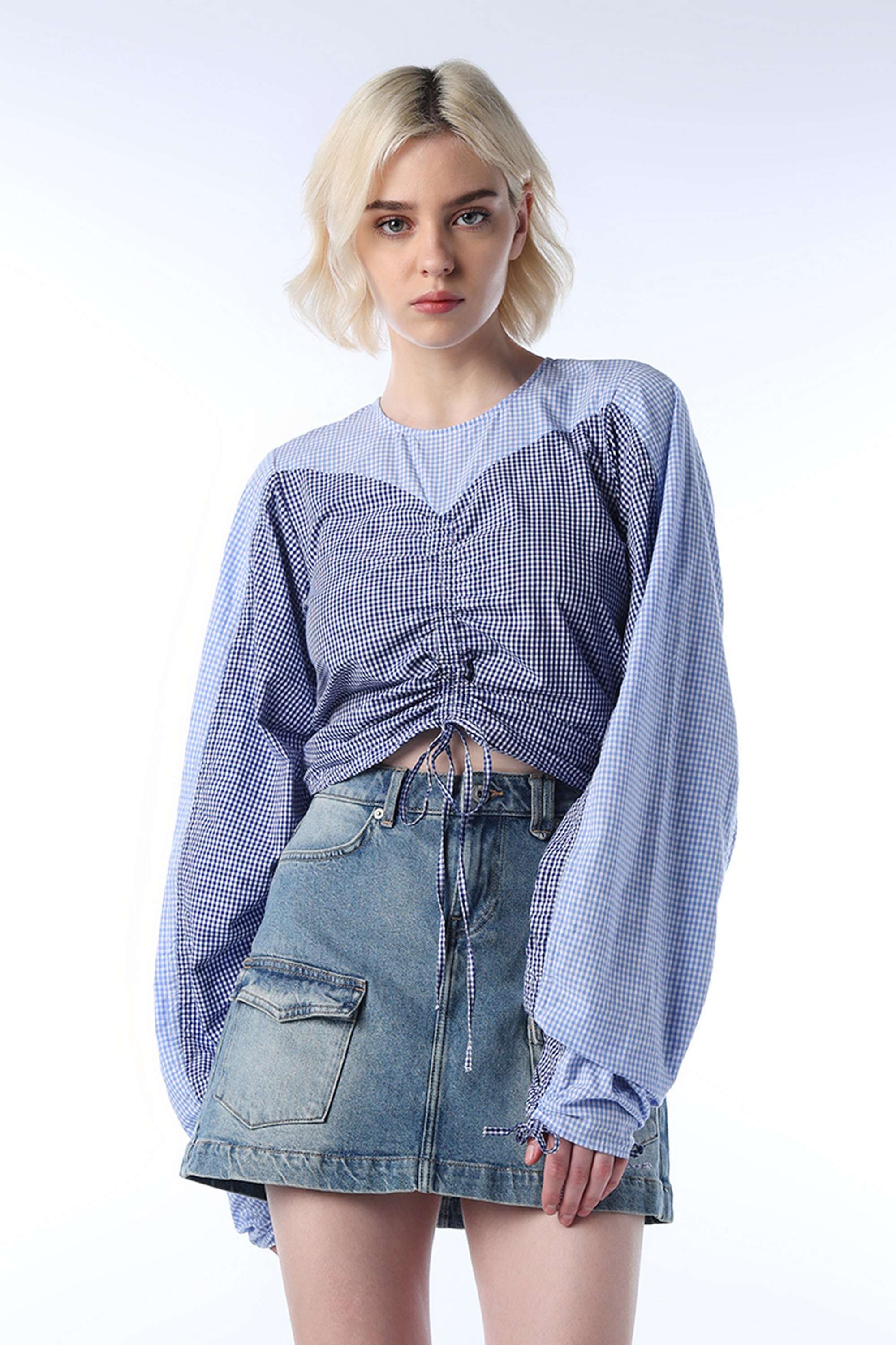 Checks-Round-Neck-Cotton-Women-Casual-Wear-Top