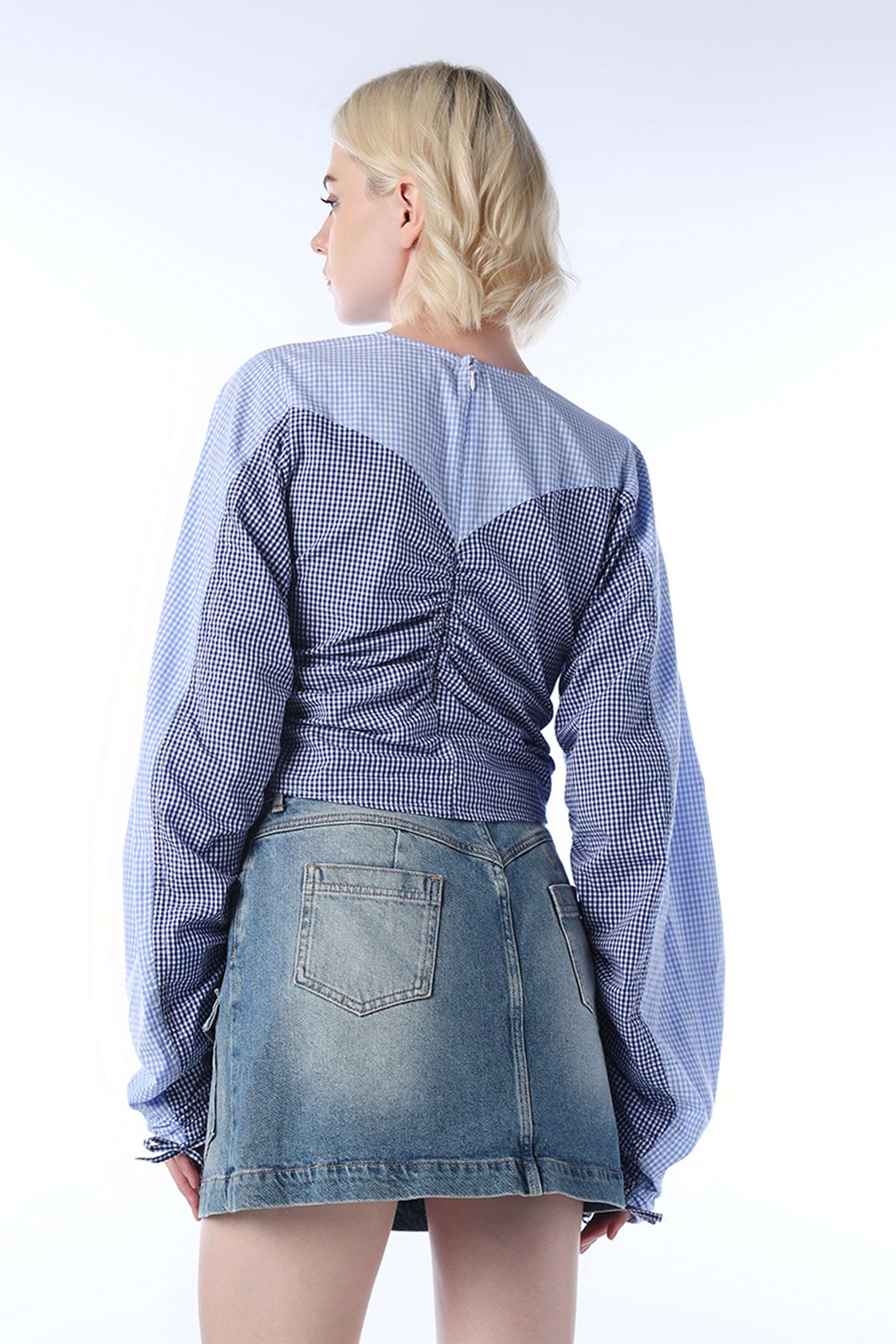 Checks-Round-Neck-Cotton-Women-Casual-Wear-Top