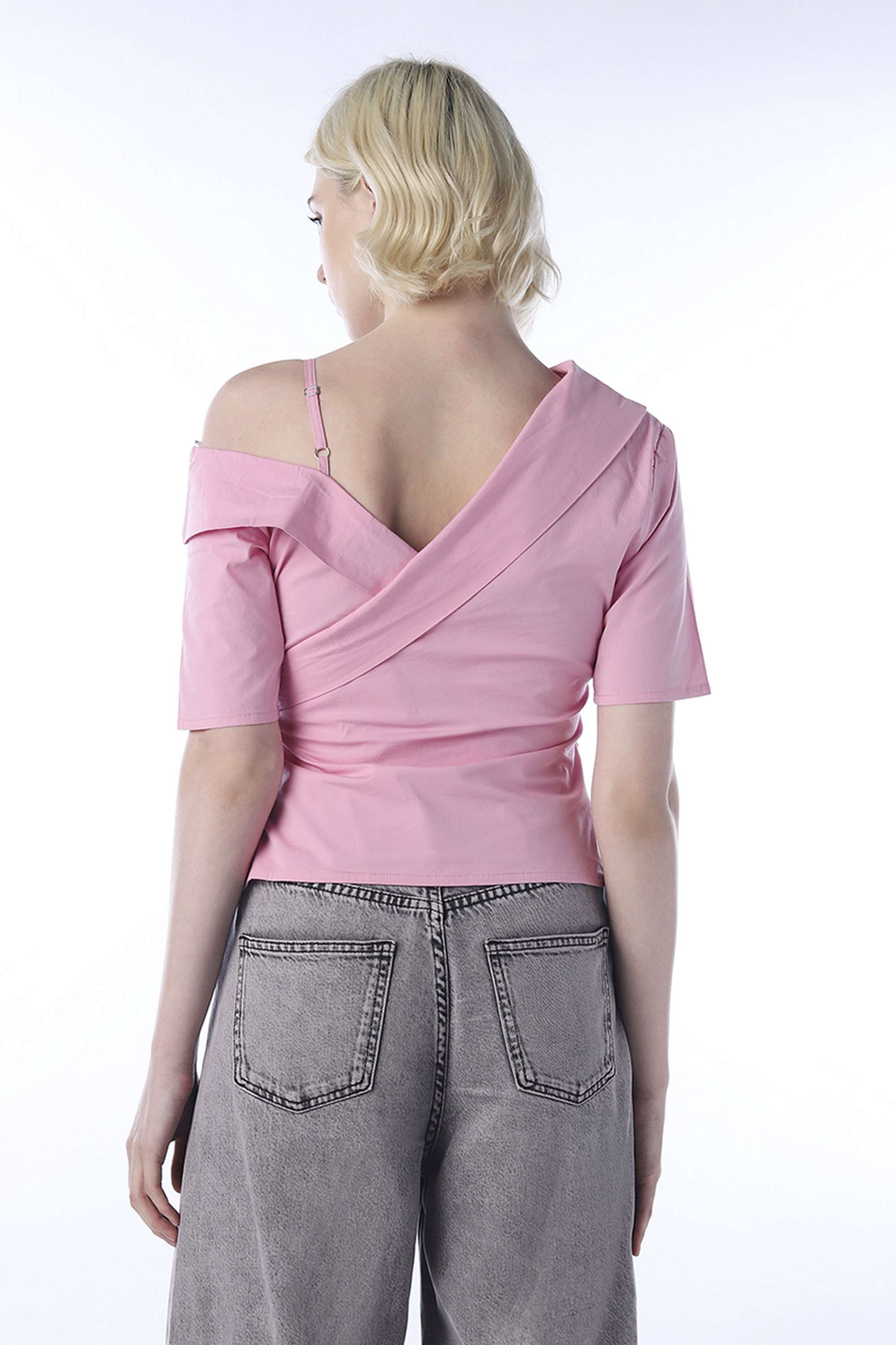 Solid-One-Shoulder-Cotton-Women-Casual-Wear-Top