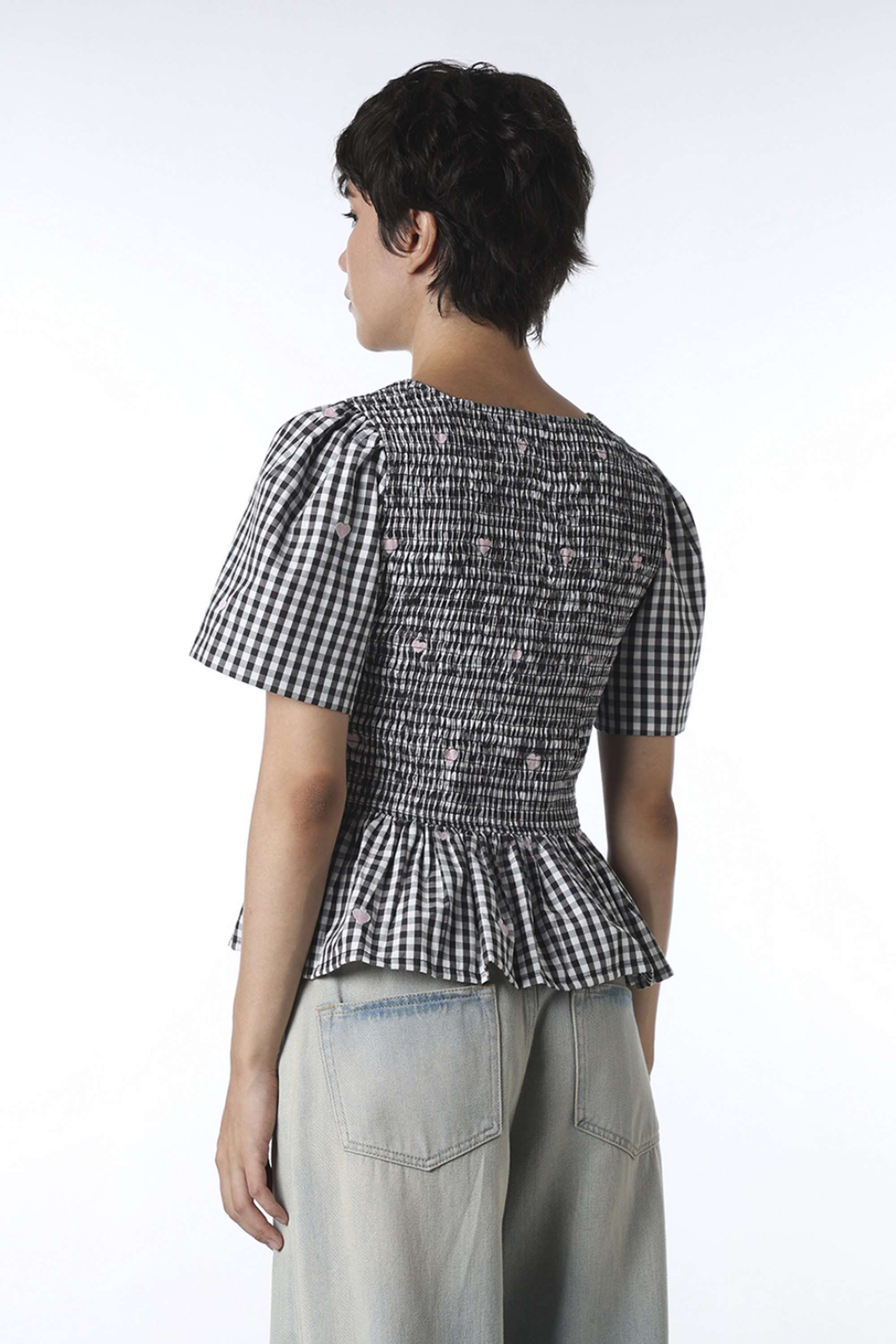 Checks-Square-Neck-Cotton-Women-Casual-Wear-Top